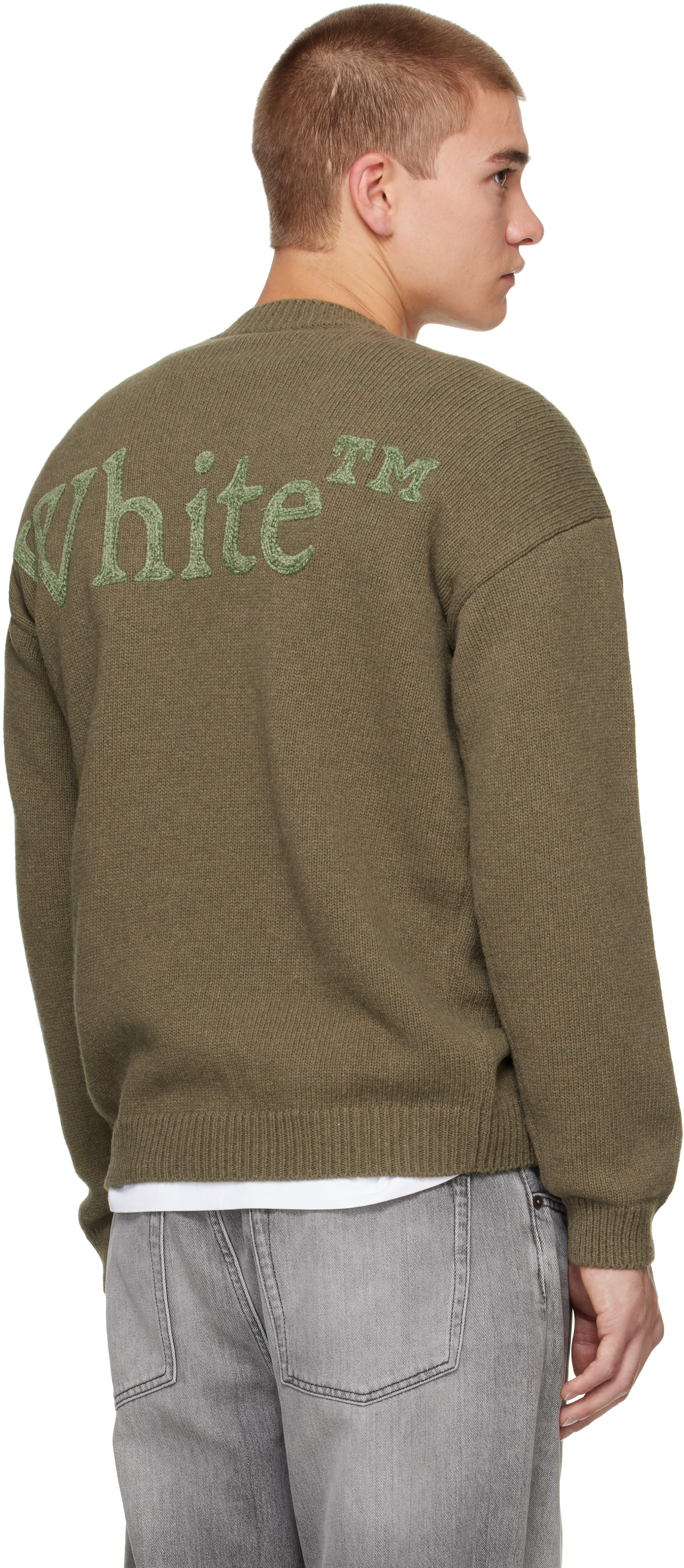 Off-White - カーキ Bookish Shared Knit クルーネックセーター
