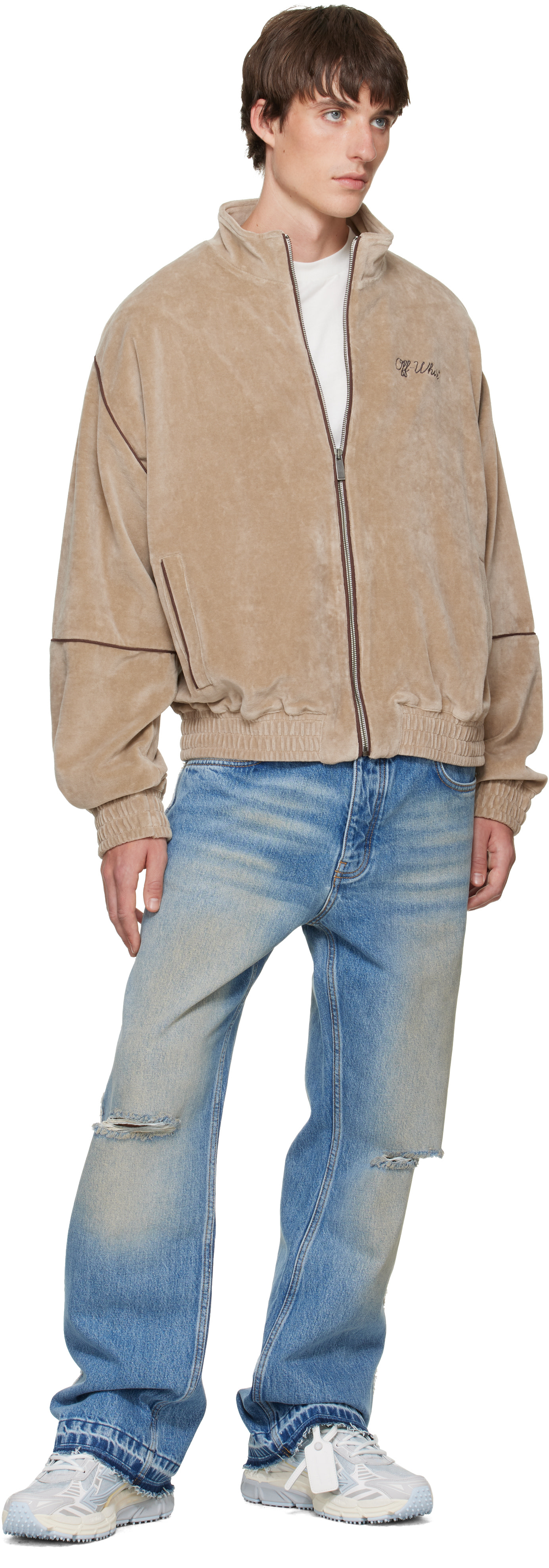 Off-White - Beige Script Logo Lounge Relax Track Jacket