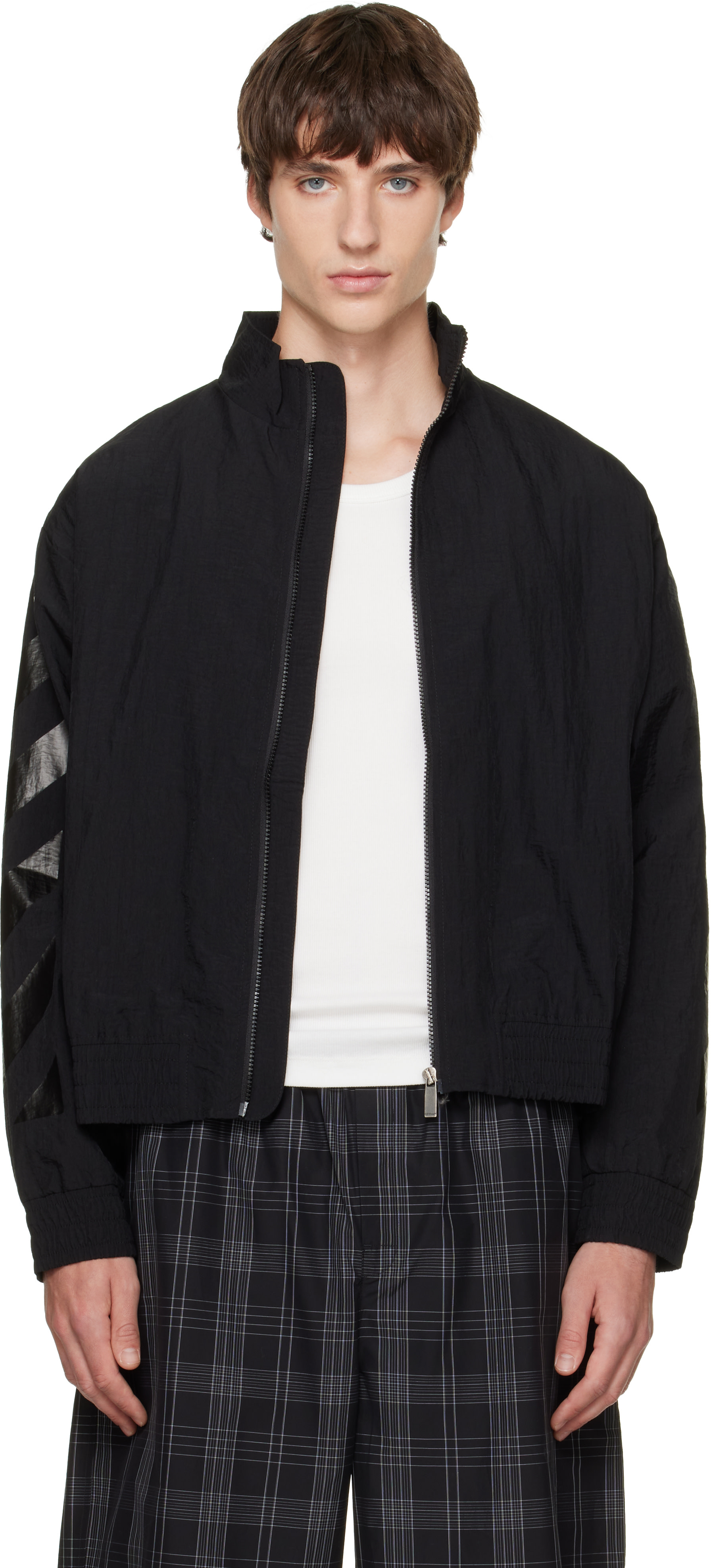 Off-White - Black Glossy Arrow Nylon Relax Track Jacket