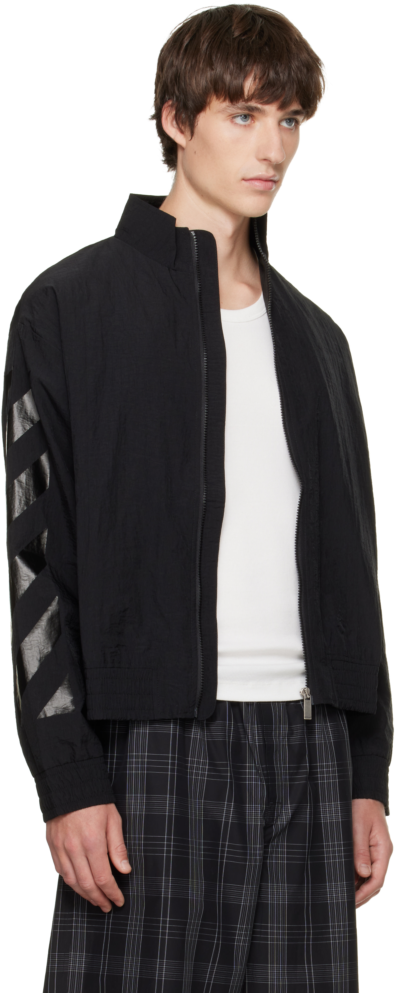 Off-White - Black Glossy Arrow Nylon Relax Track Jacket