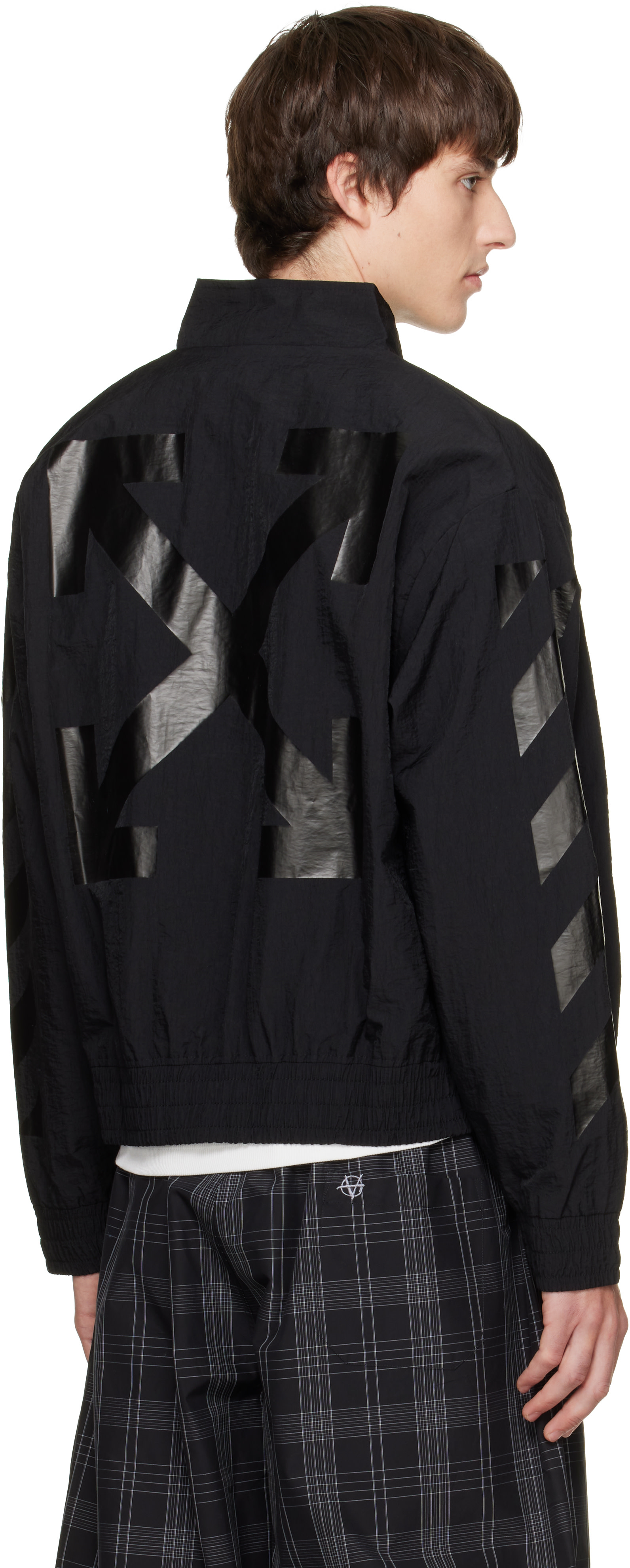 Off-White - Black Glossy Arrow Nylon Relax Track Jacket