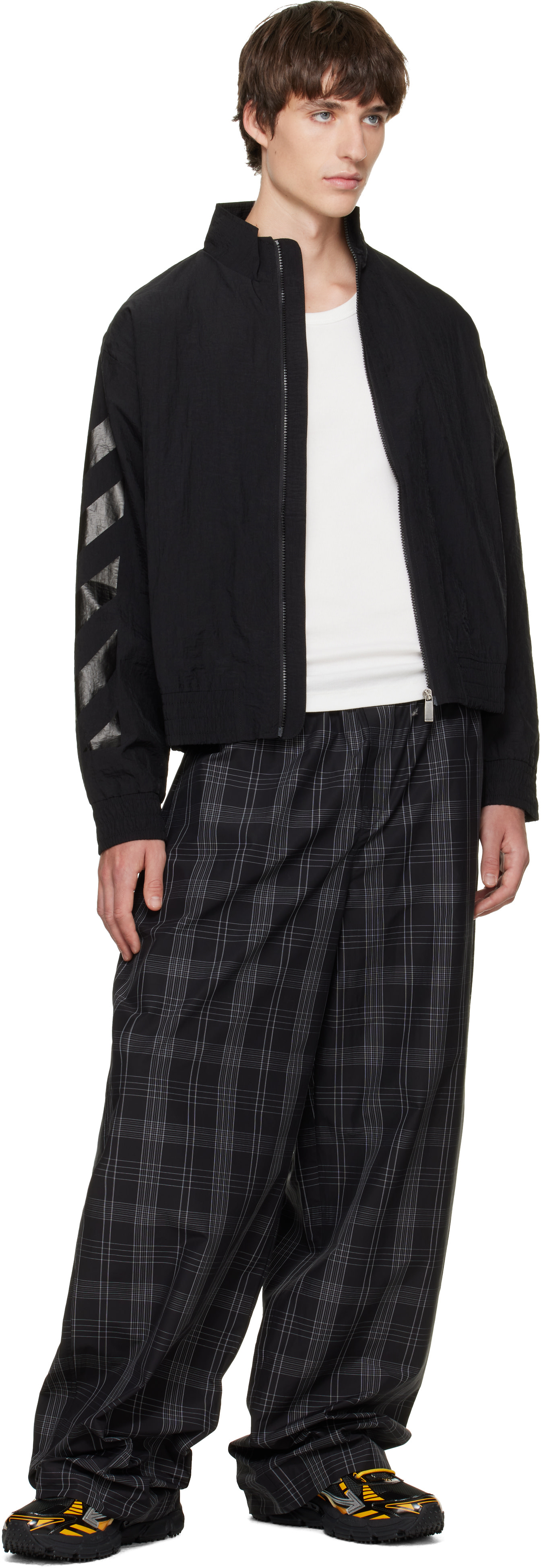 Off-White - Black Glossy Arrow Nylon Relax Track Jacket