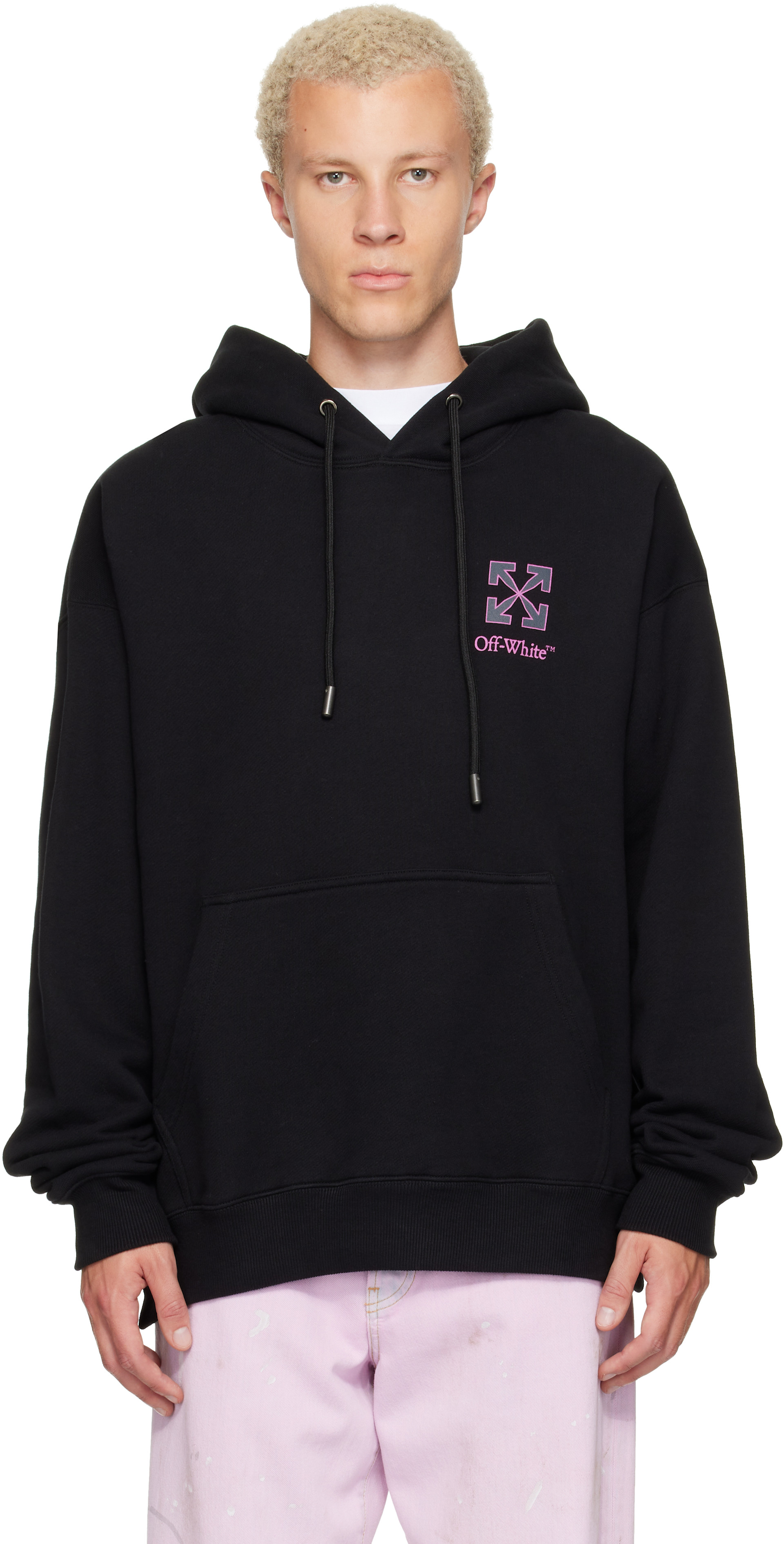 Off-White - Pull à capuche noir à petit logo à quatre flèches