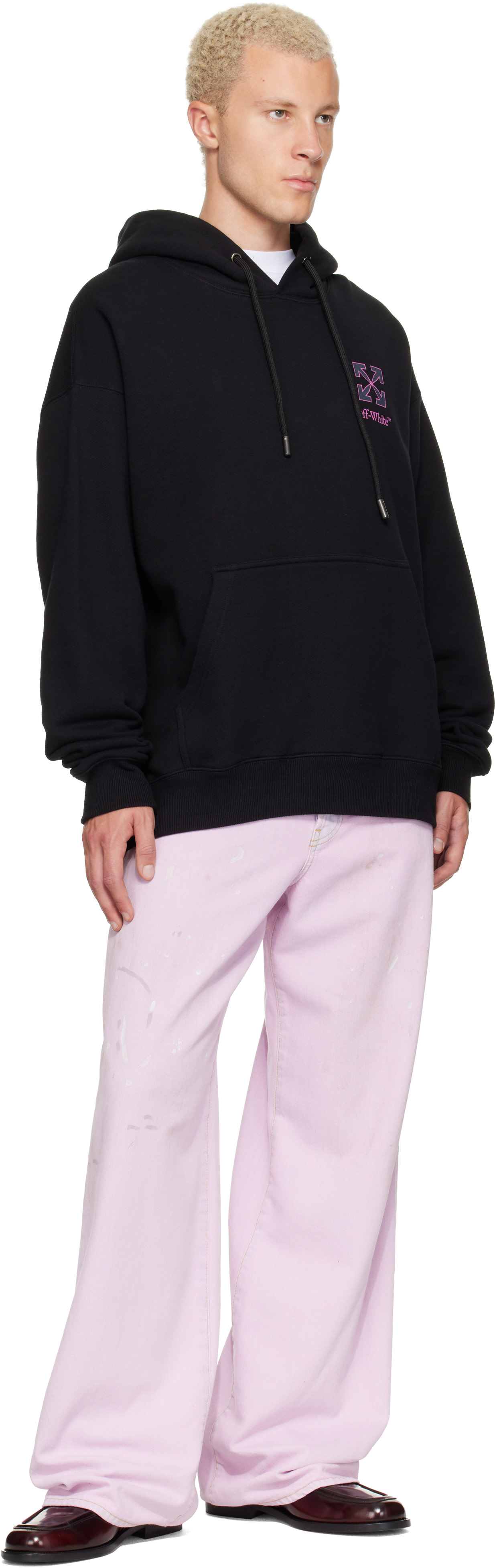 Off-White - Pull à capuche noir à petit logo à quatre flèches
