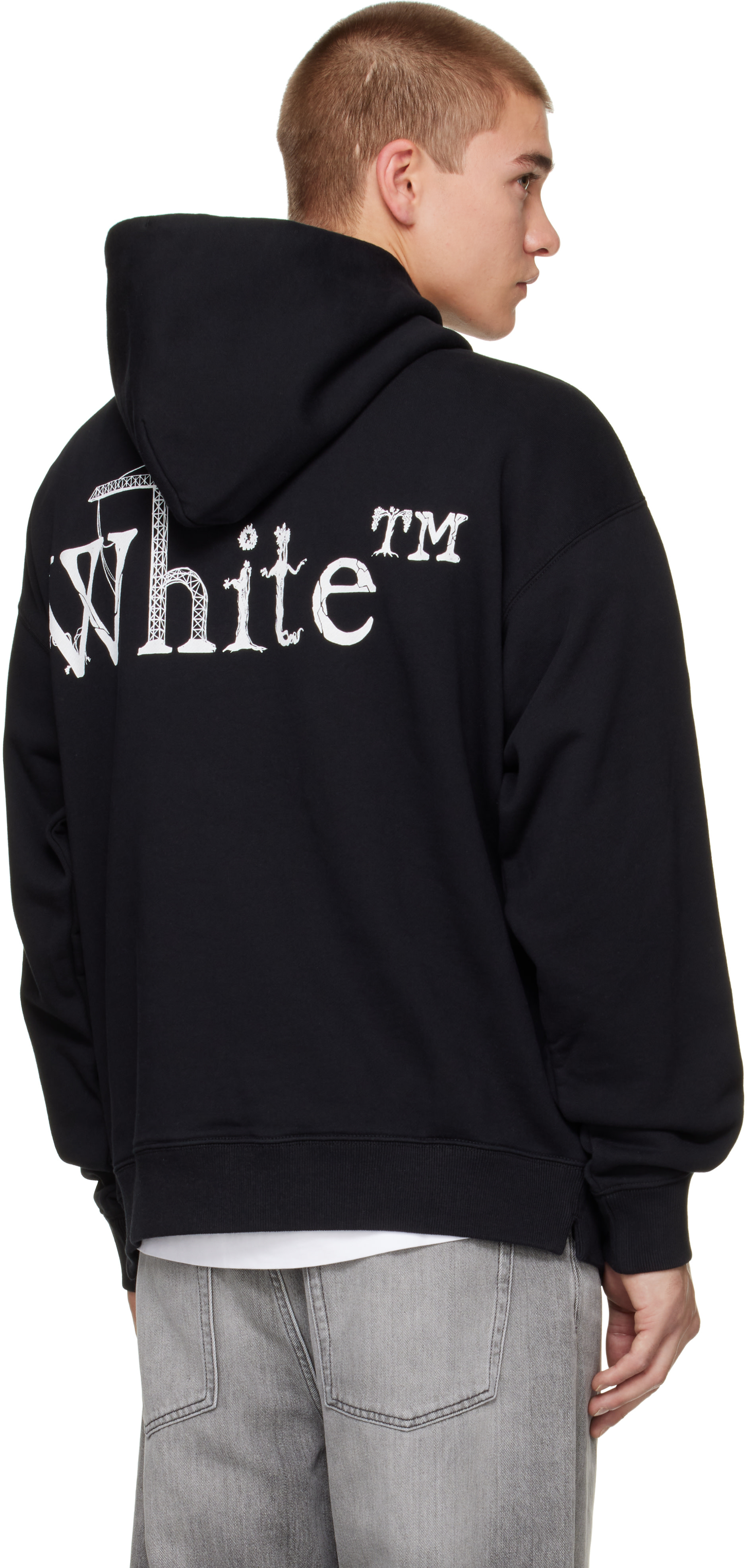 Off-White - Pull de planchiste à capuche noir à logo