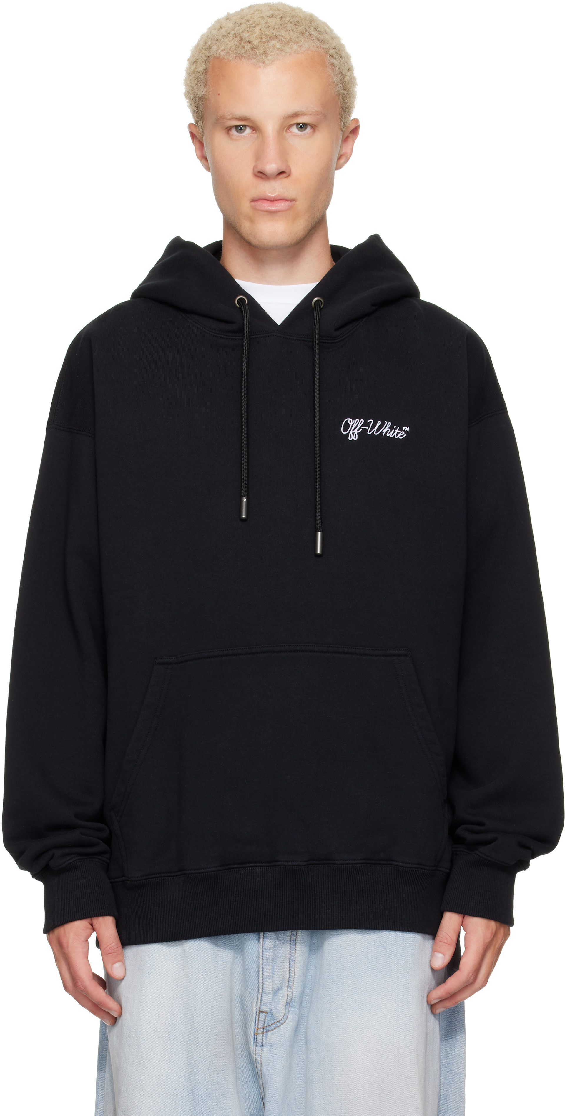 Off-White - Pull de planchiste à capuche noir à logo brodé