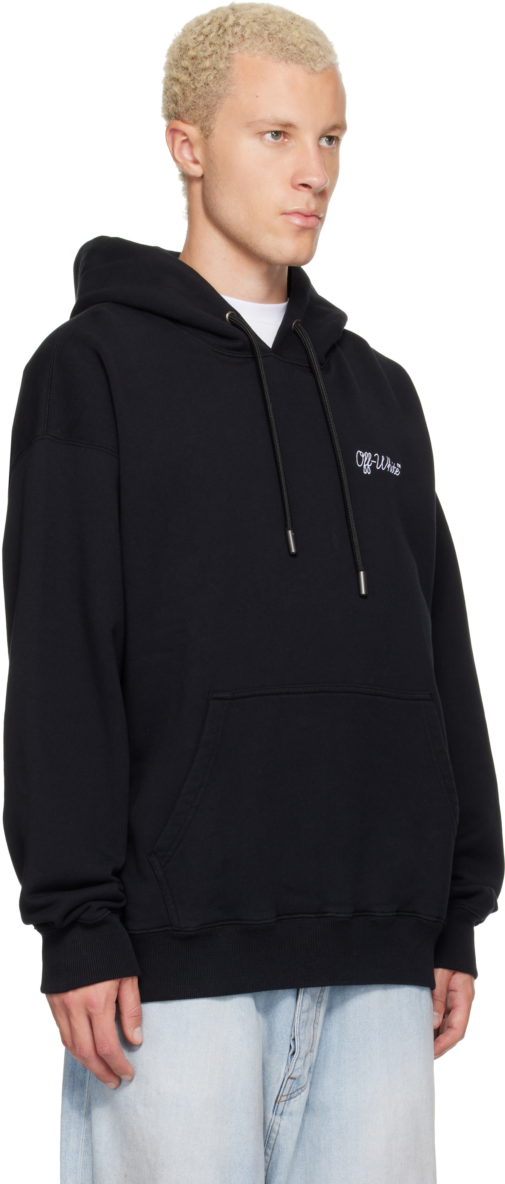 Off-White - Pull de planchiste à capuche noir à logo brodé