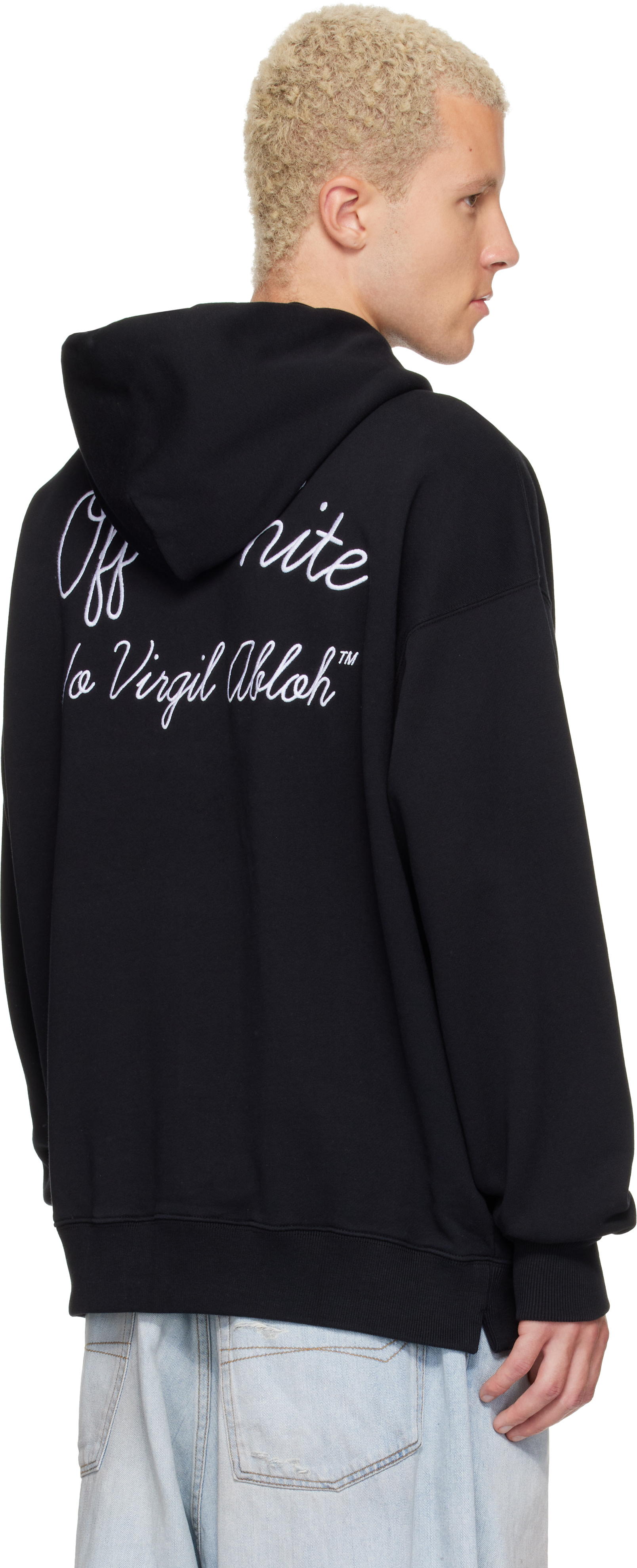 Off-White - Pull de planchiste à capuche noir à logo brodé