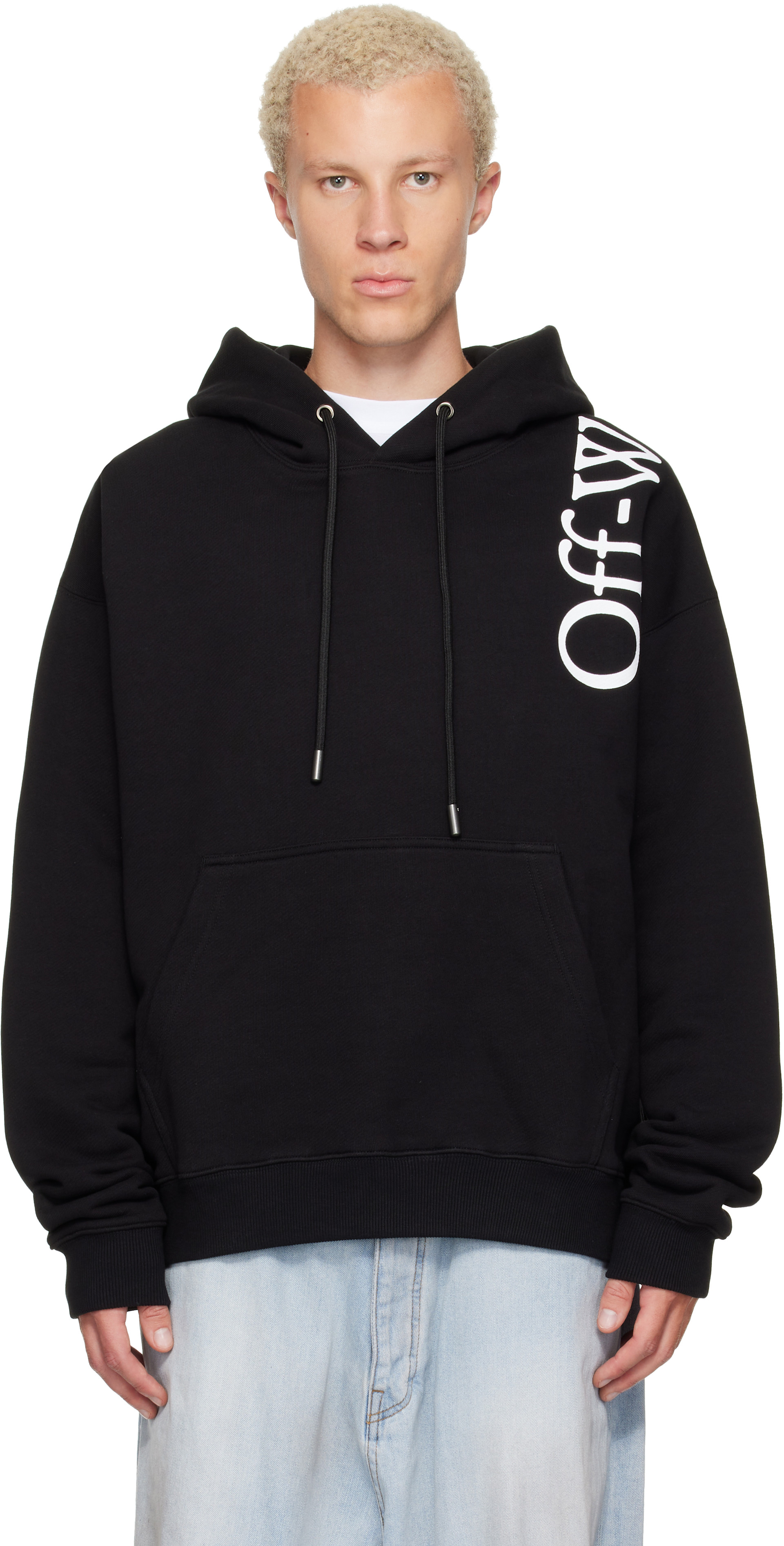 Off-White - Pull de planchiste à capuche noir à logo vertical
