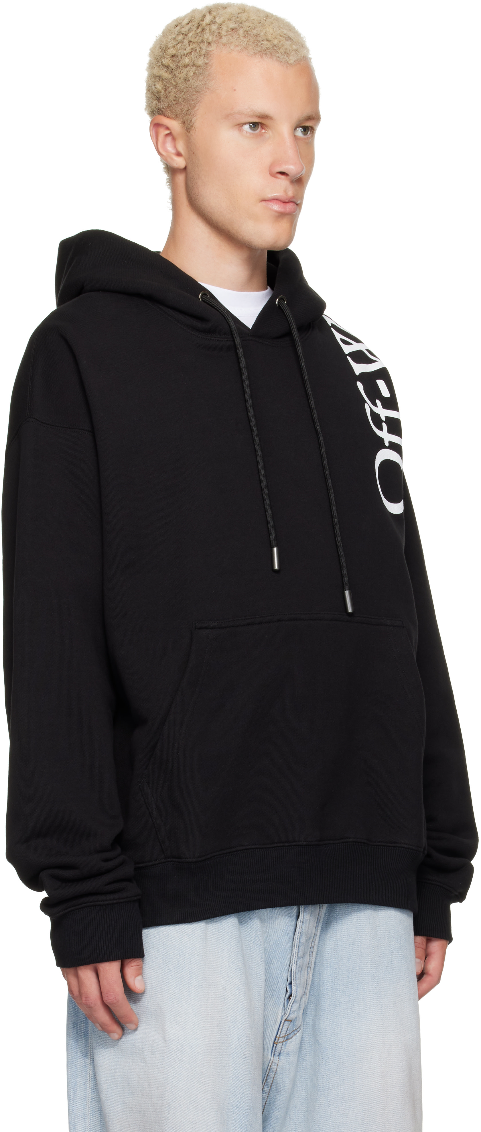 Off-White - Pull de planchiste à capuche noir à logo vertical