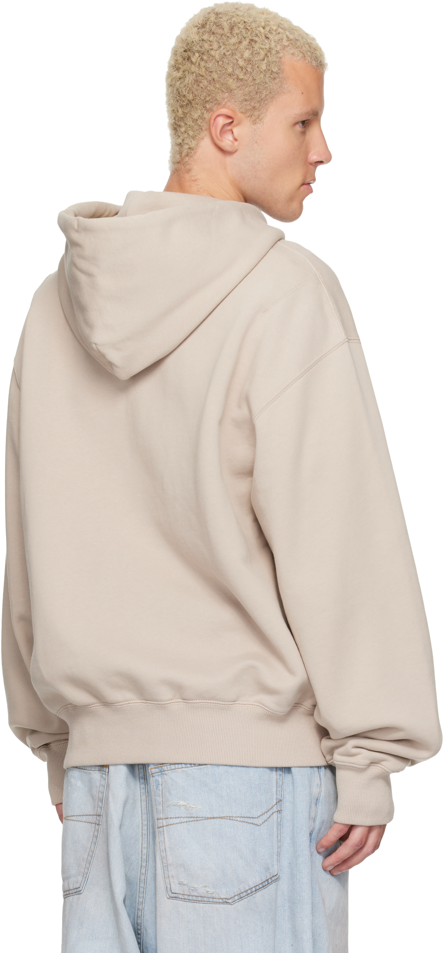 Off-White - Pull à capuche beige à logo surdimensionné