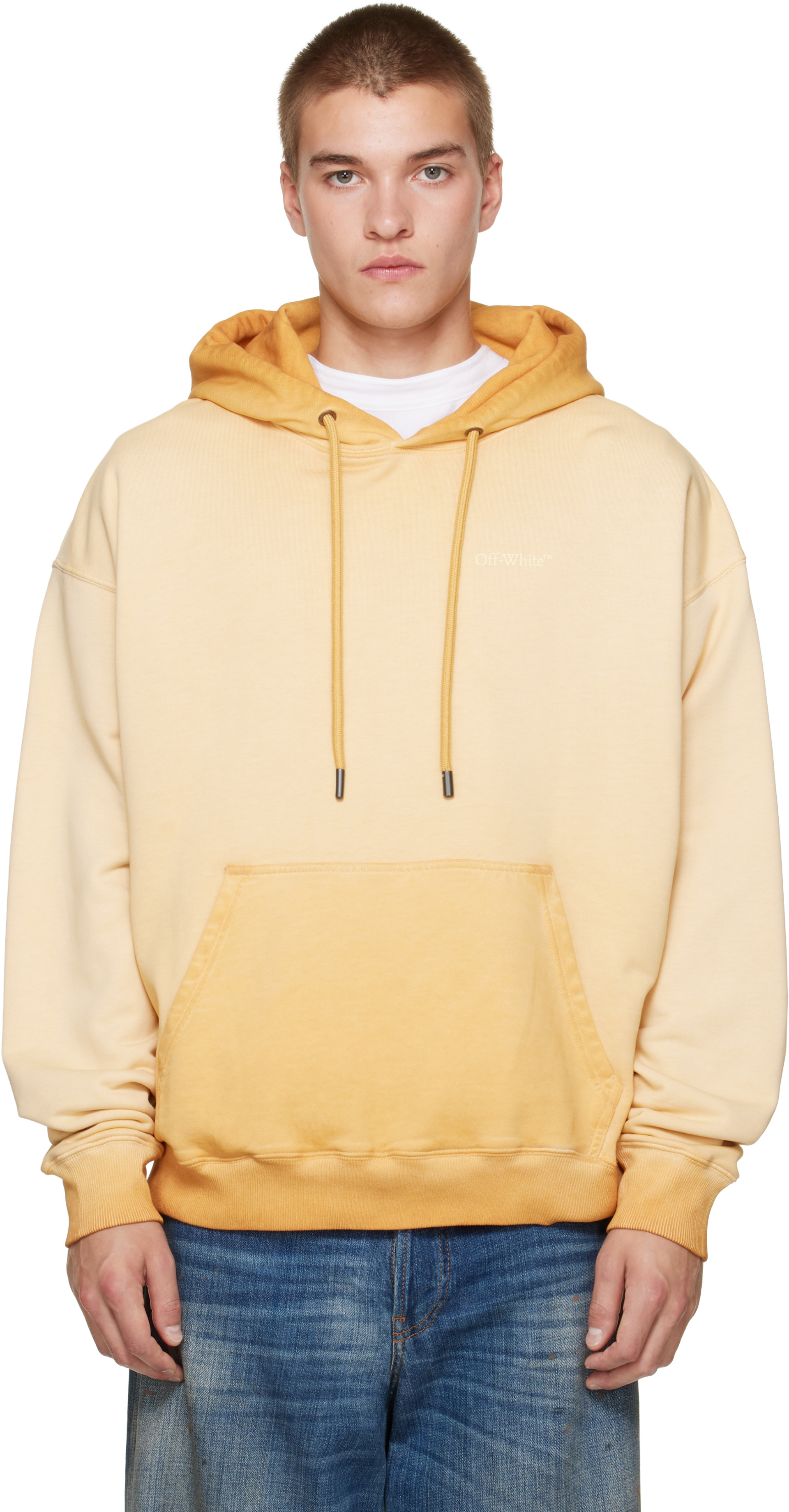 Off-White: イエロー Rugs Arrow Skate フーディ | SSENSE 日本