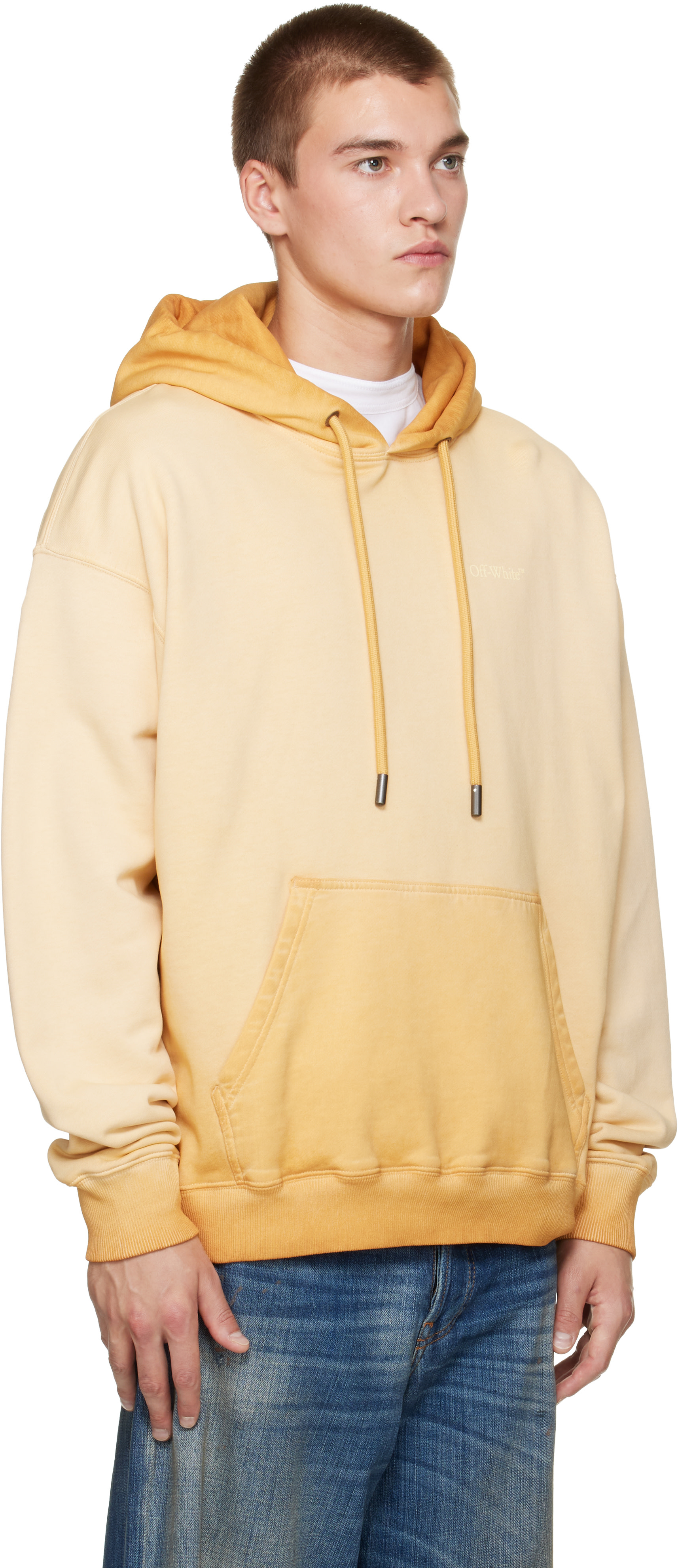 Off-White - Pull à capuche de planchiste Rugs jaune à quatre flèches