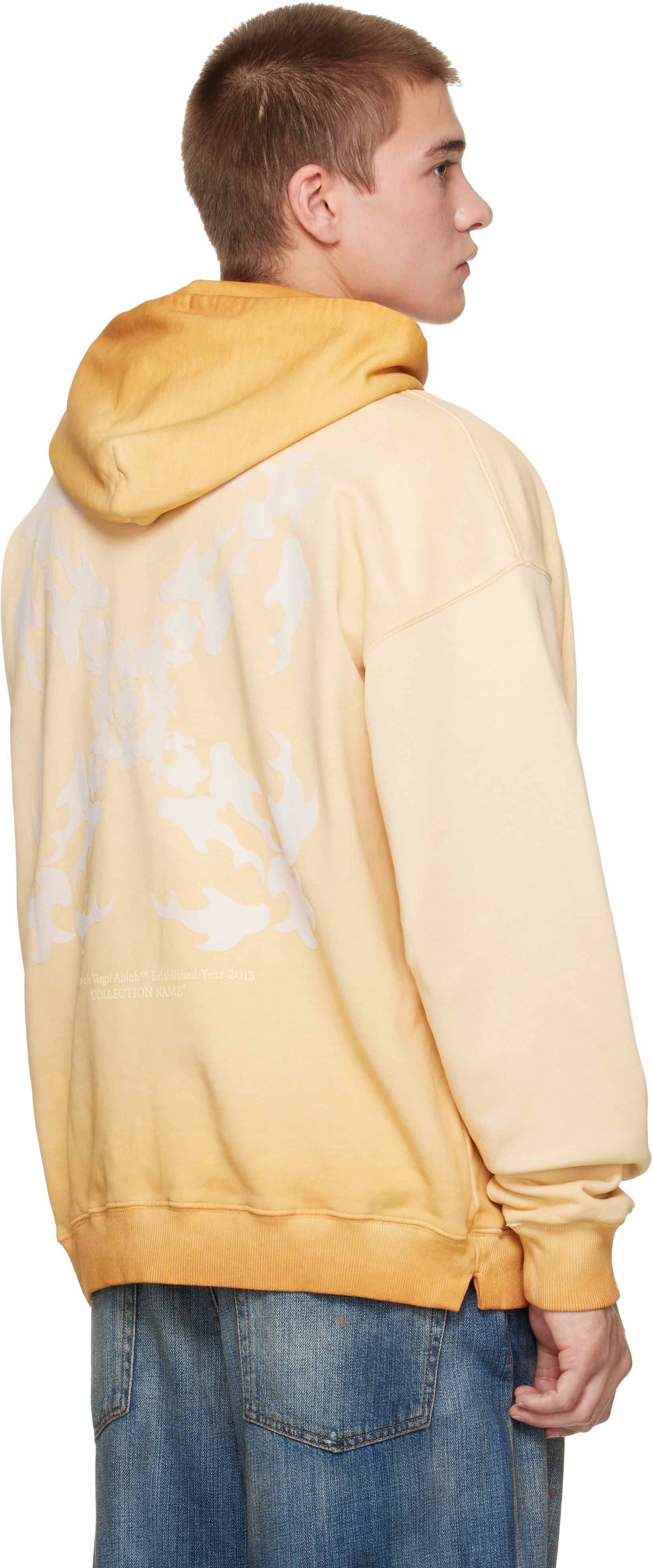 Off-White - Pull à capuche de planchiste Rugs jaune à quatre flèches