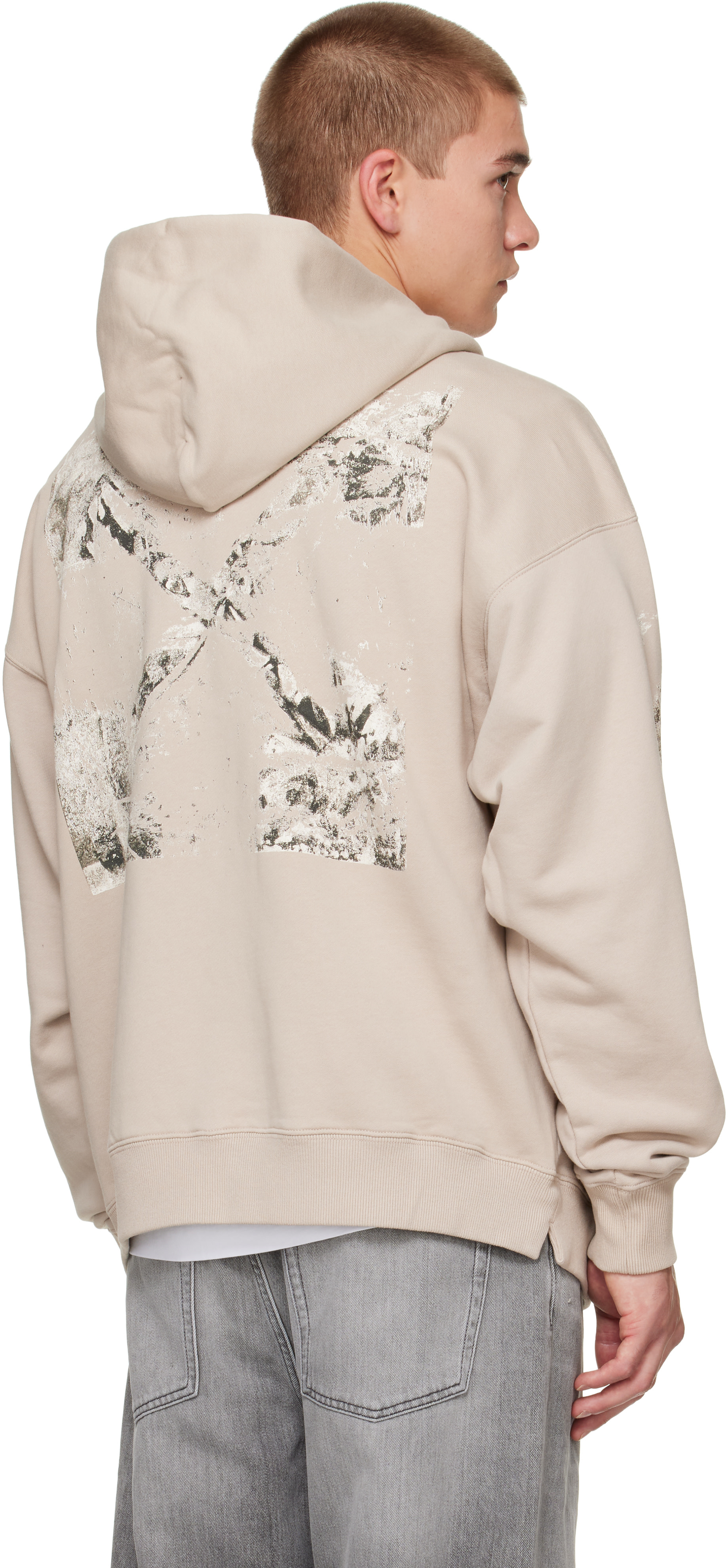 Off-White - Pull de planchiste à capuche brun à quatre flèches
