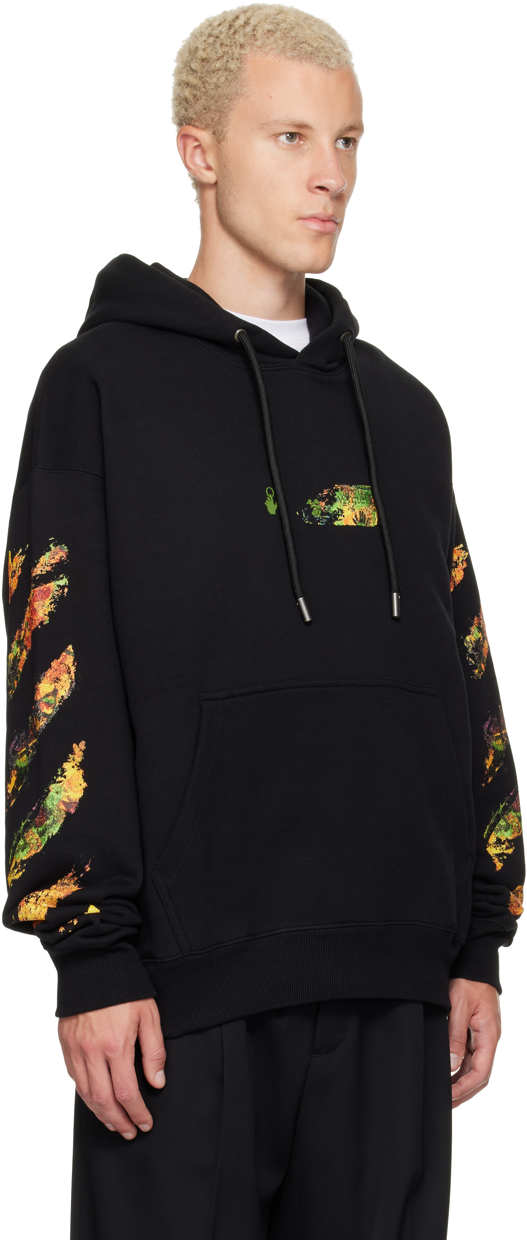 Off-White - Pull de planchiste à capuche noir à quatre flèches