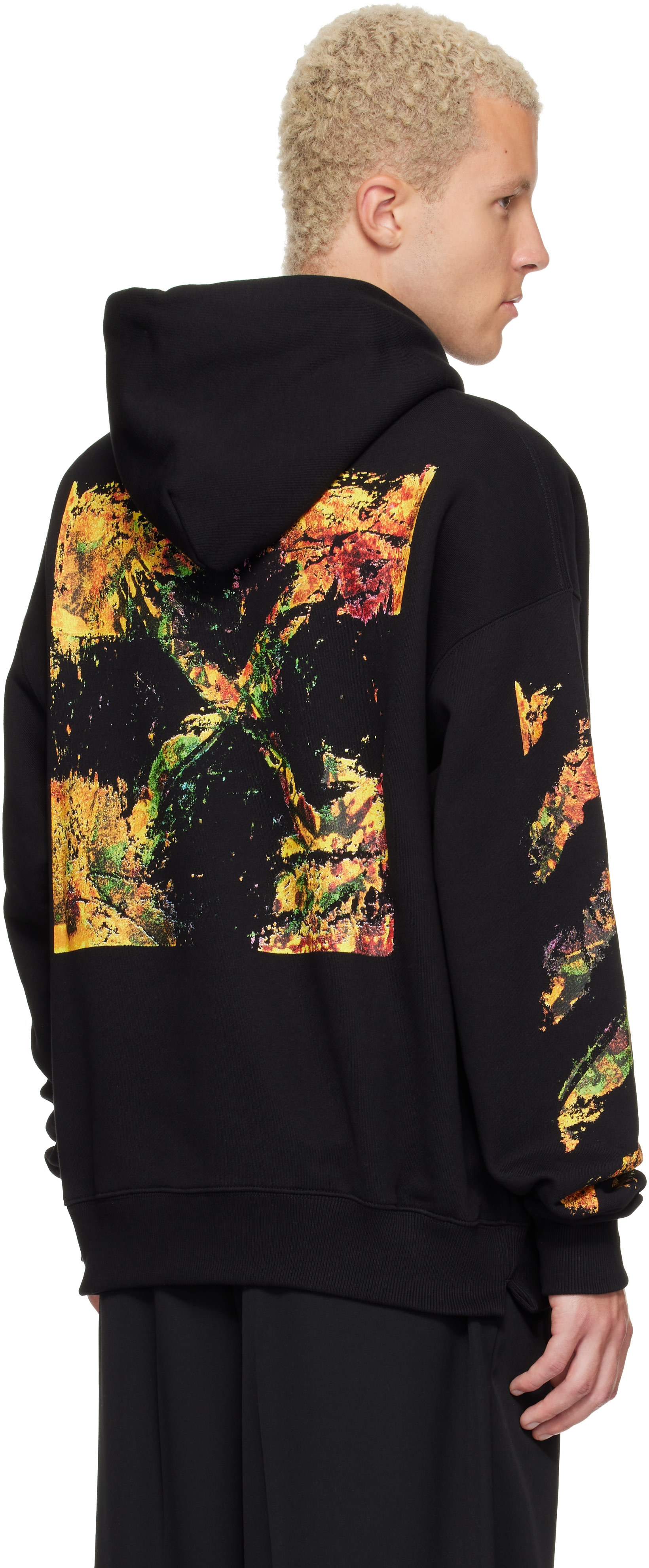 Off-White - Pull de planchiste à capuche noir à quatre flèches