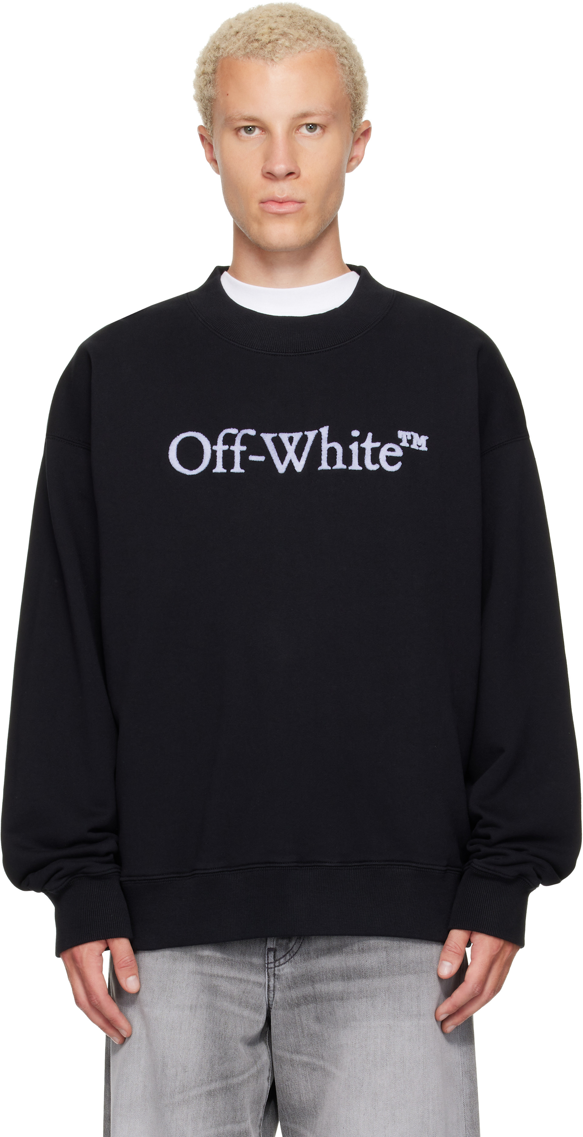 Off-White: Black Big Bookish Skate Crewneck Sweatshirt | SSENSE