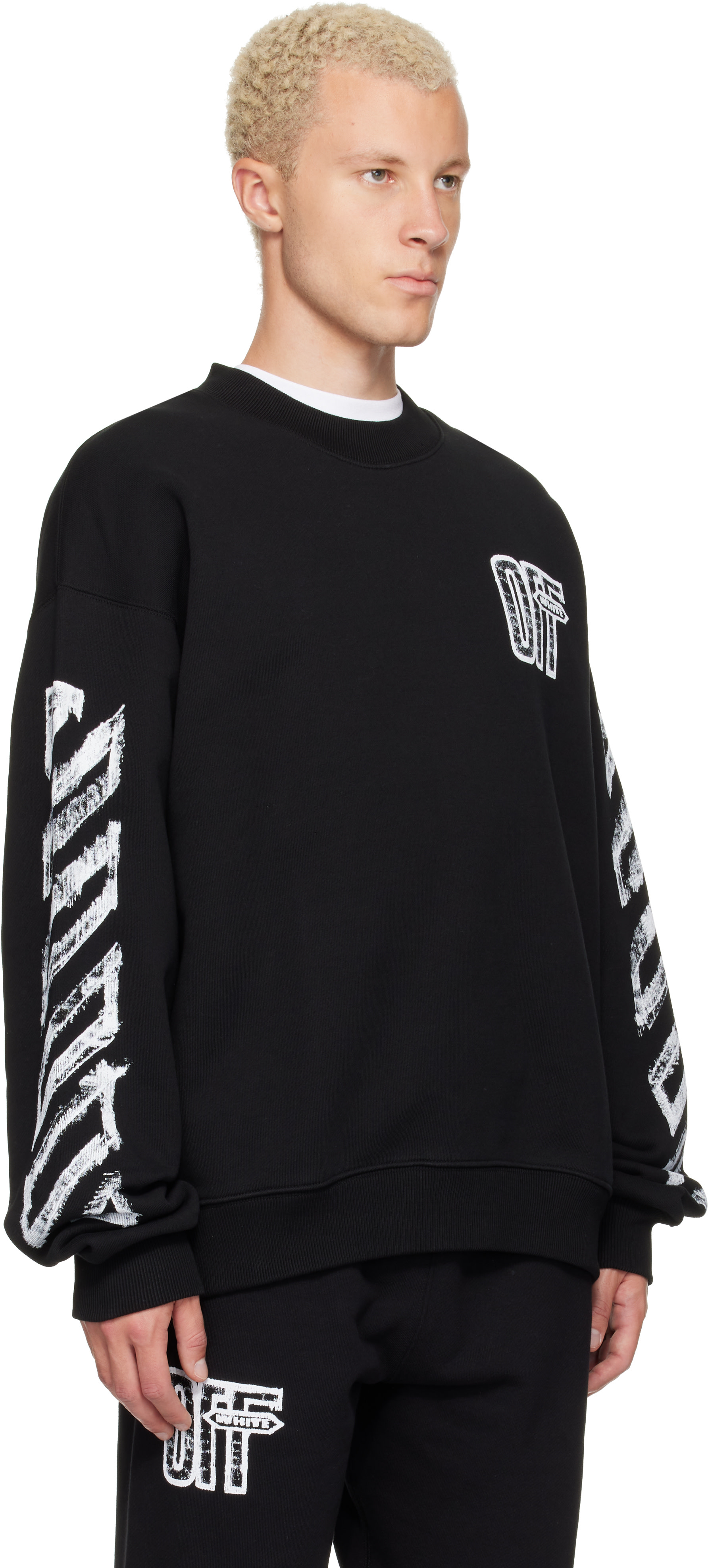 Off-White: ブラック Motion Arrow Skate クルーネック スウェット