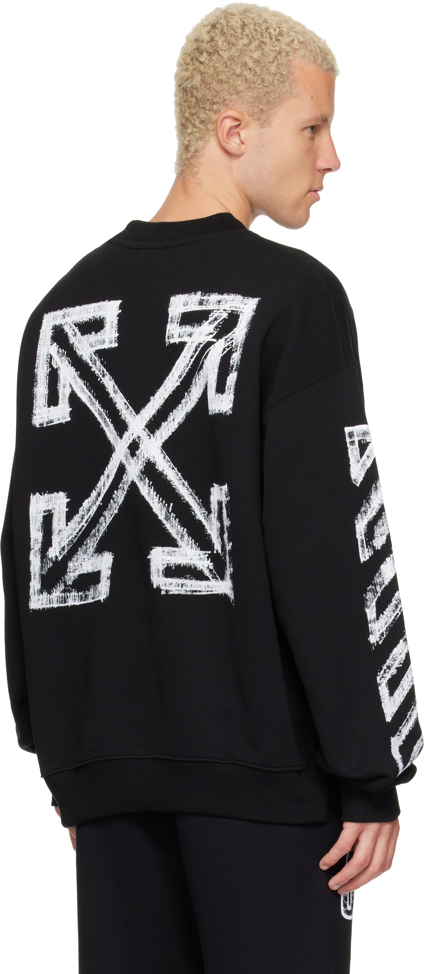 Off-White: ブラック Motion Arrow Skate クルーネック スウェット