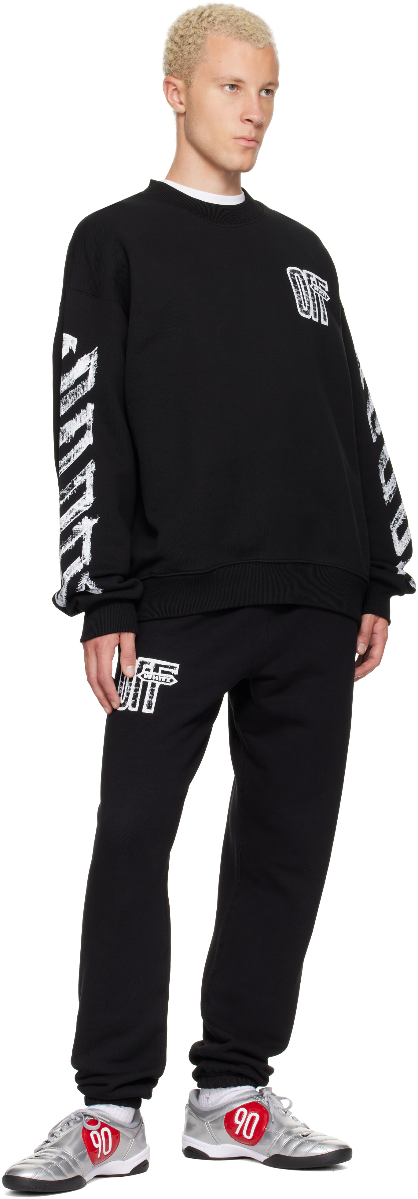 Off-White: ブラック Motion Arrow Skate クルーネック スウェット
