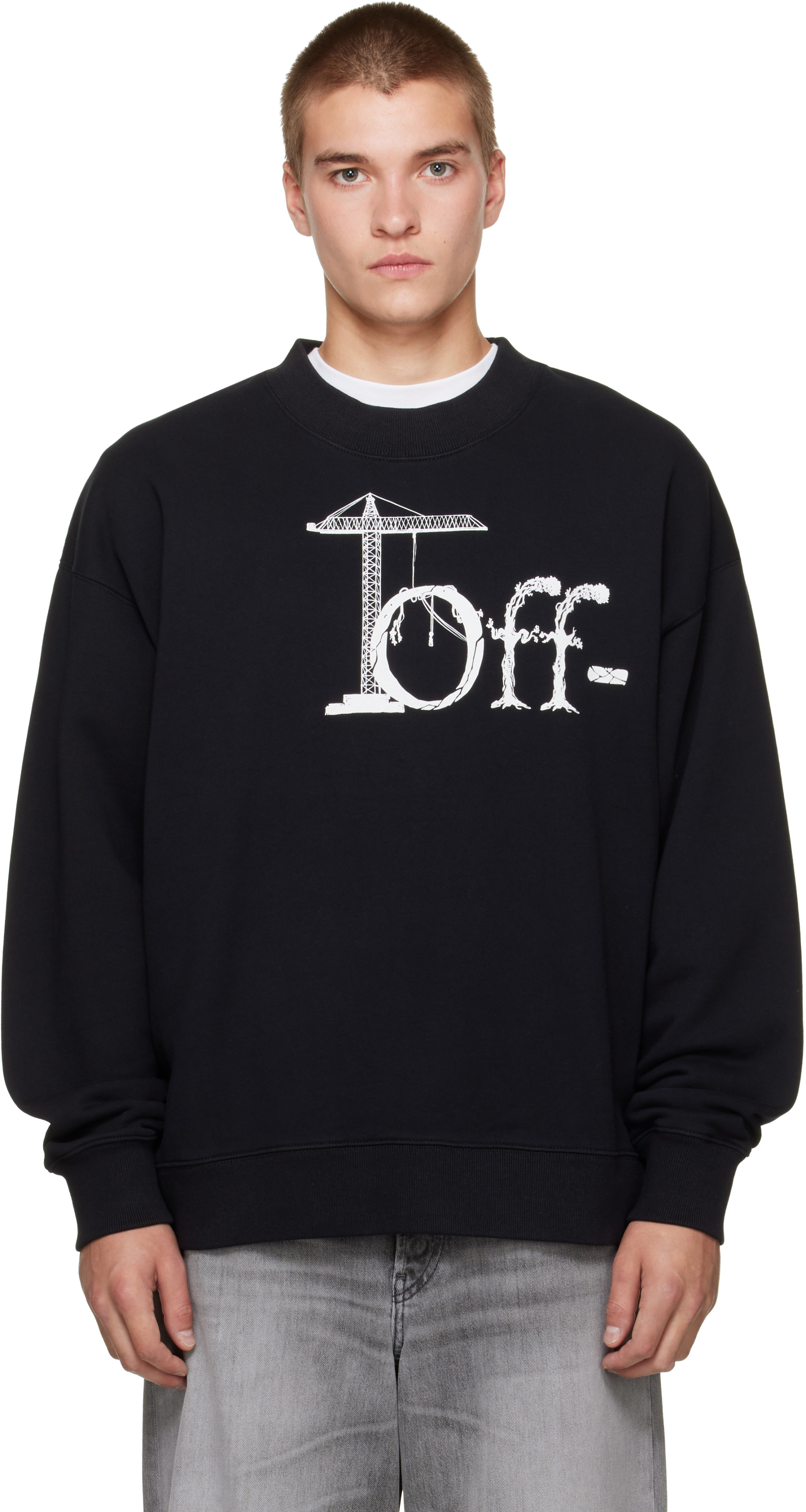 Off-White - Pull molletonné de planchiste noir à logo Shared