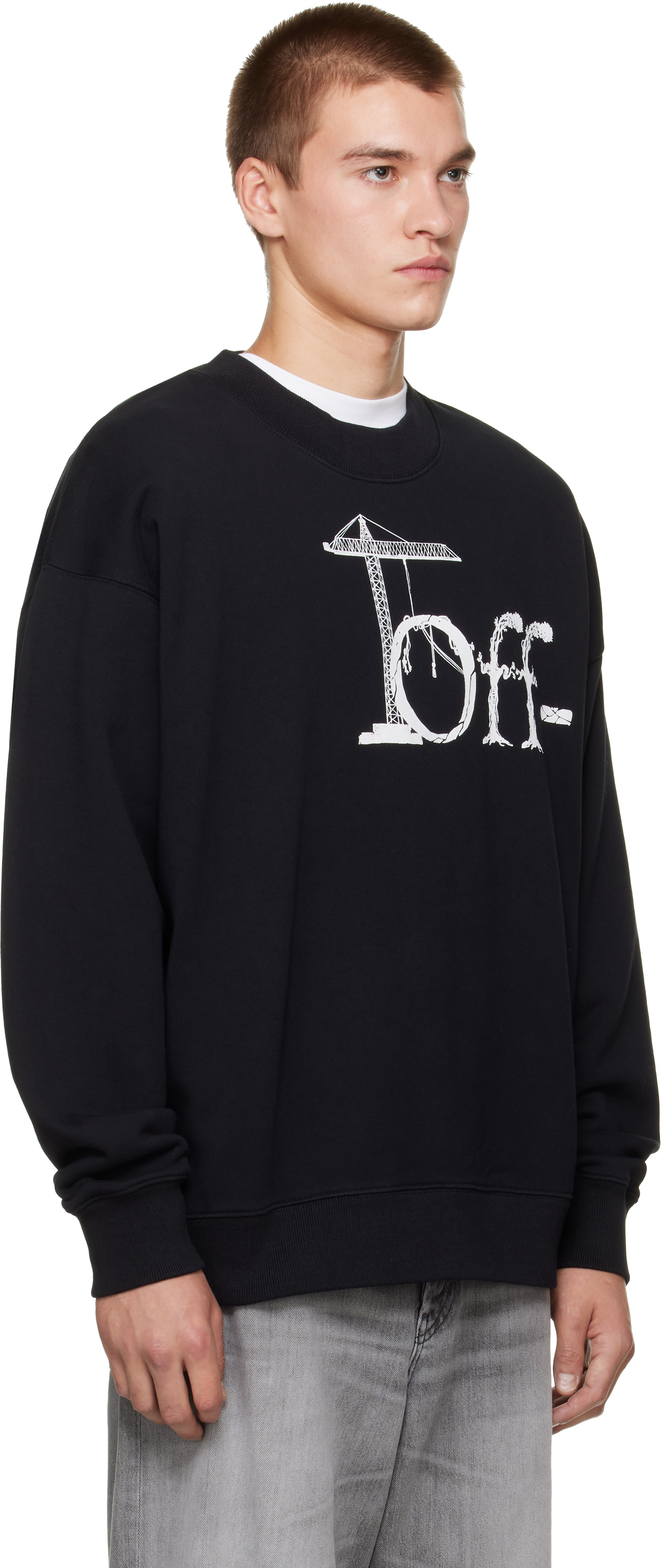Off-White - Pull molletonné de planchiste noir à logo Shared