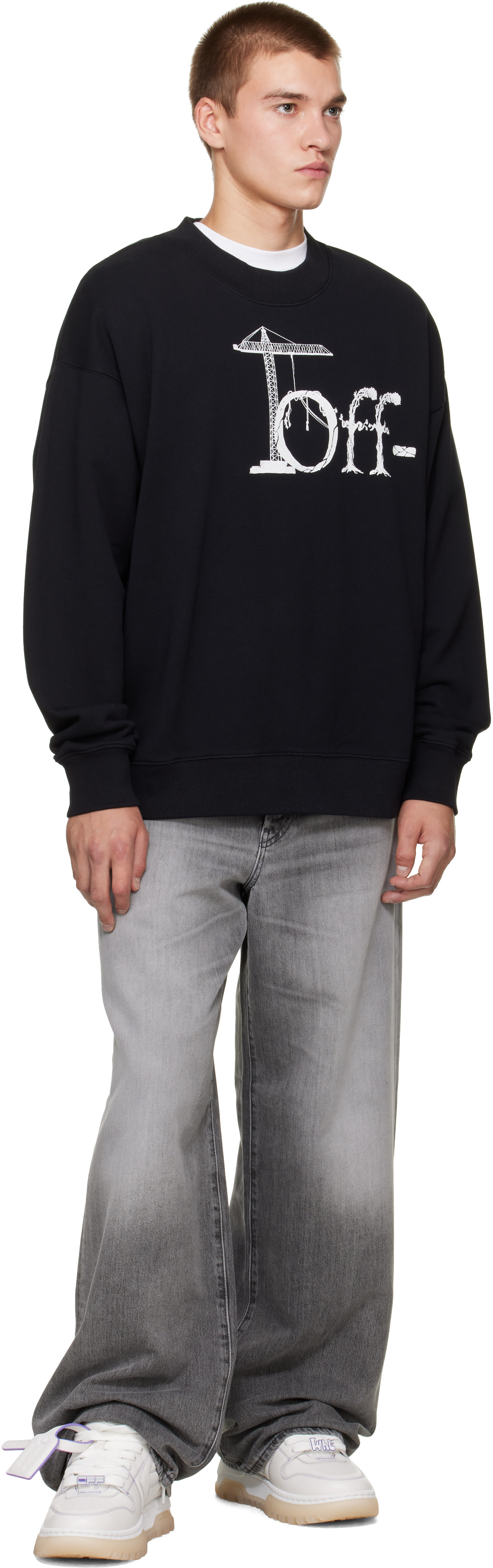 Off-White - Pull molletonné de planchiste noir à logo Shared