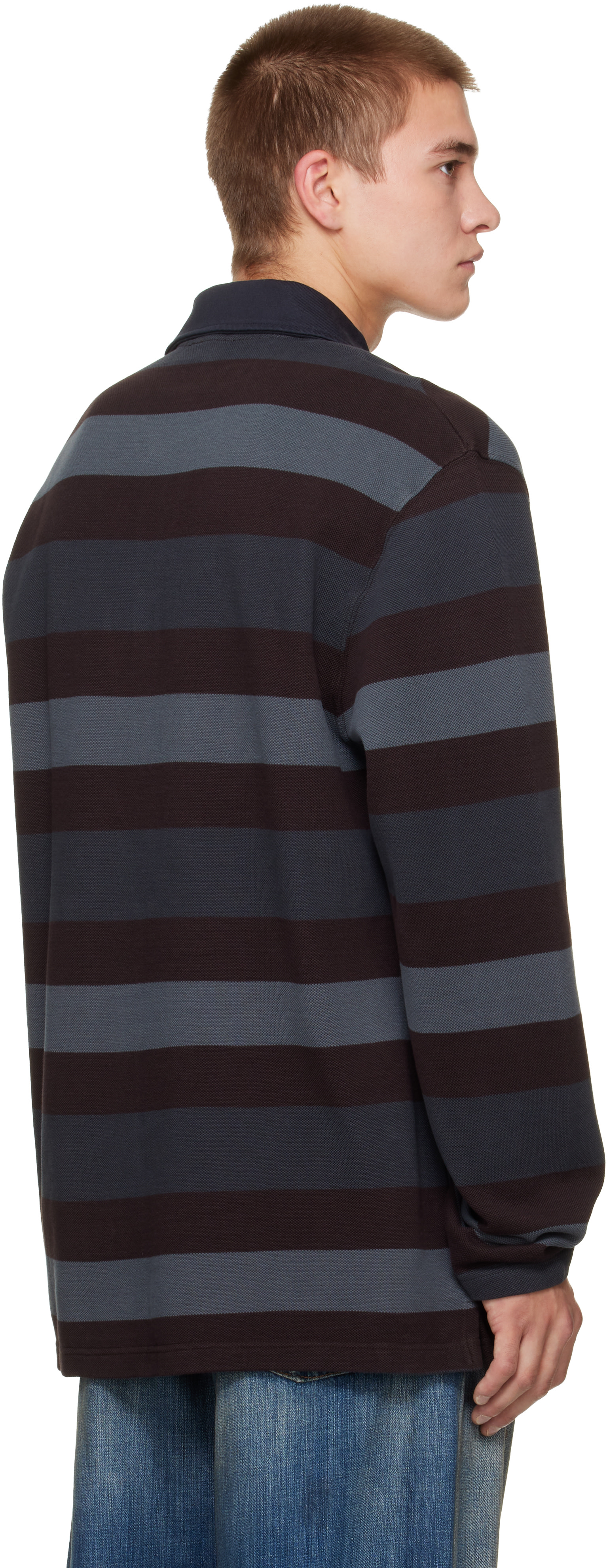 Off-White - Polo décontracté Stroke OW gris et bourgogne