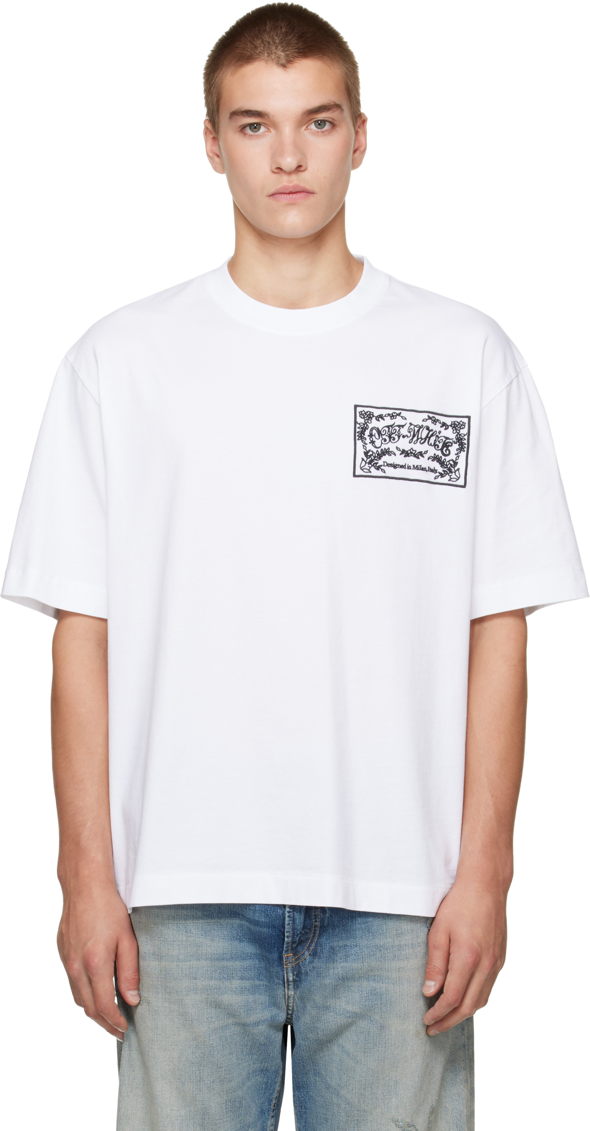 Off-White: ホワイト Paisley Label Skate 半袖Tシャツ | SSENSE 日本