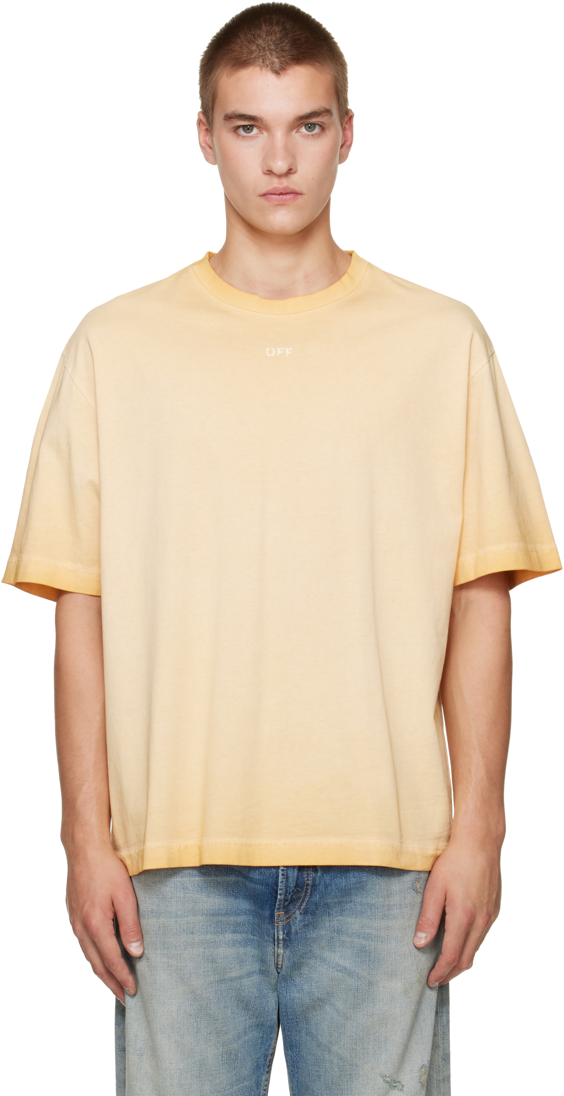 Off-White: イエロー Swimming Face Skate 半袖Tシャツ | SSENSE 日本