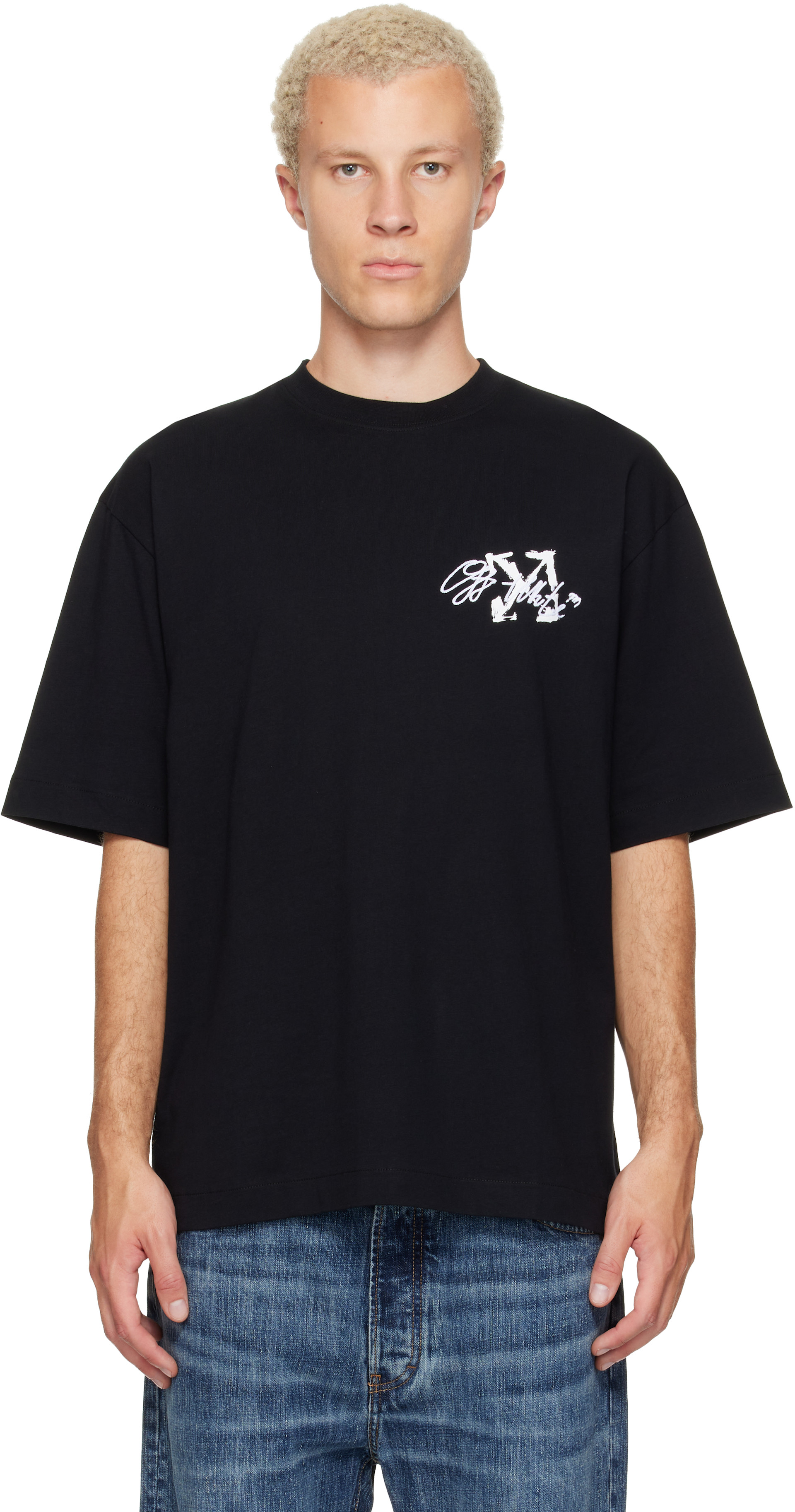 Off-White: Black Stroke 2 Arrow Skate T-shirt | SSENSE