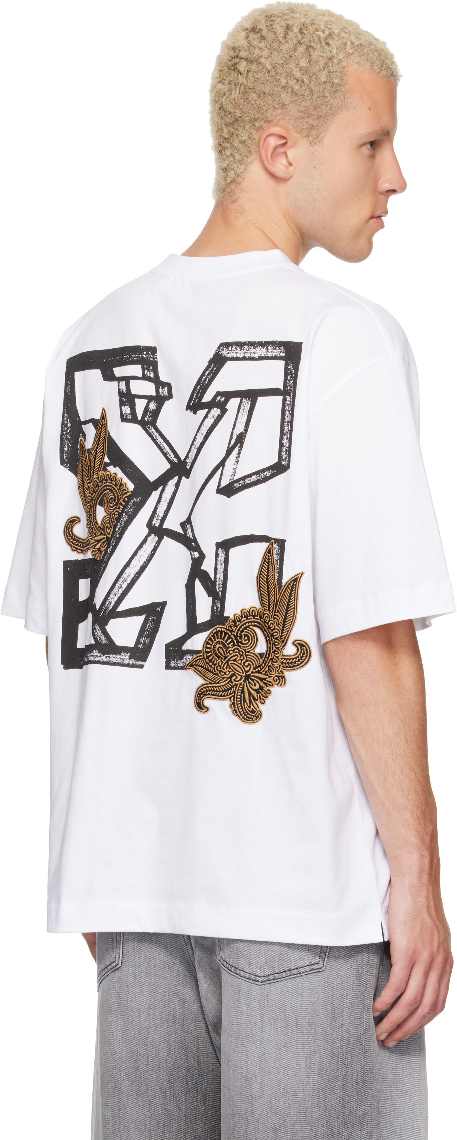 Off-White: White Paisley Arrow Skate T-shirt | SSENSE