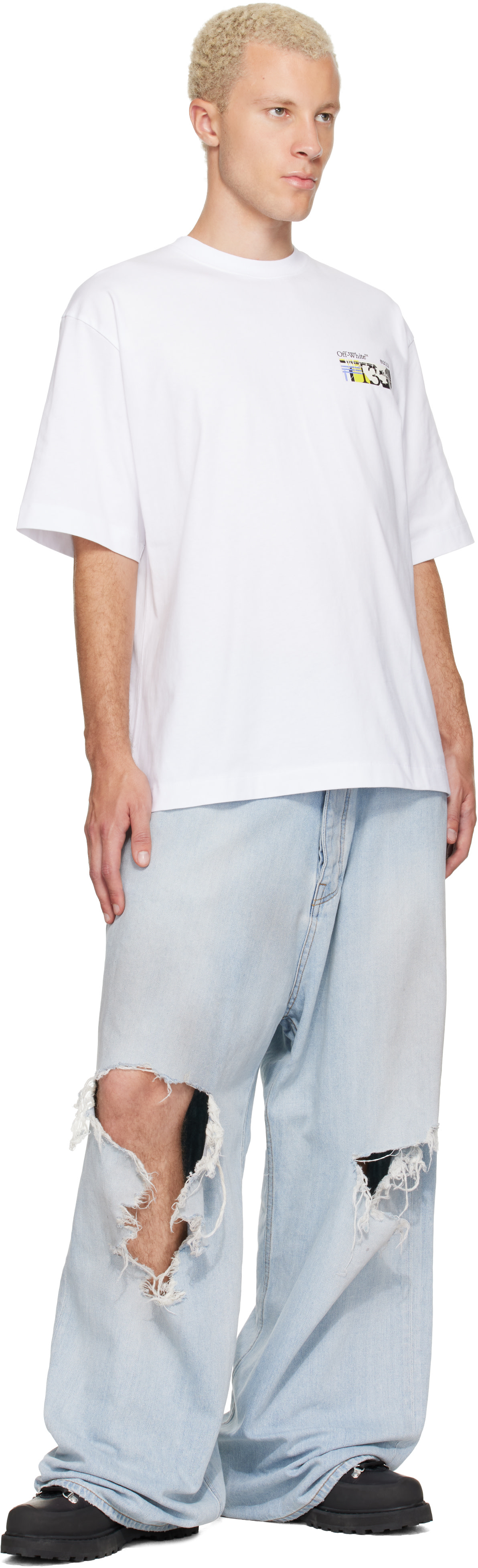 Off-White: ホワイト Industrial Arrow Skate Tシャツ | SSENSE 日本