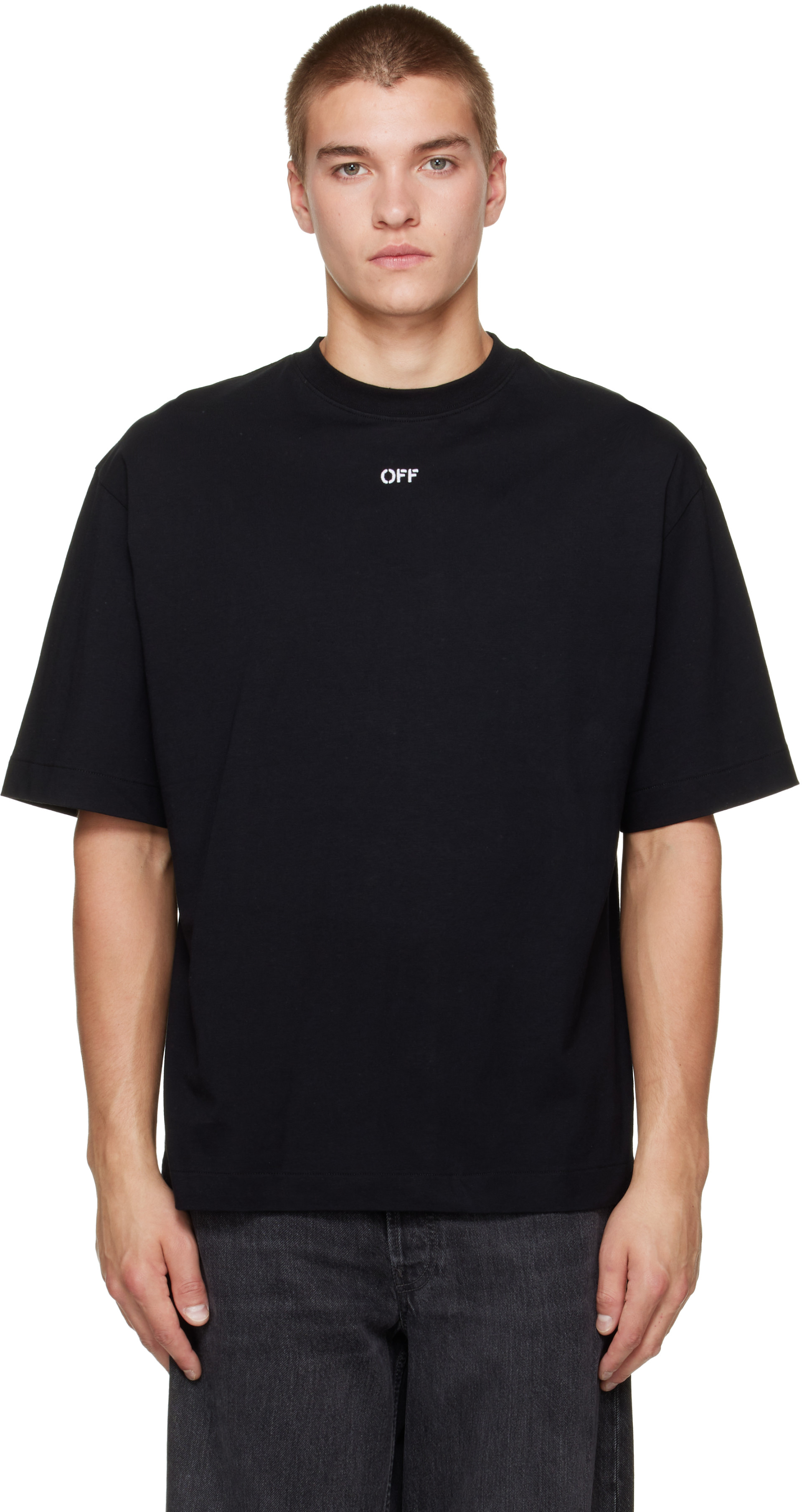 Off-White: Black Scribble Narciso Skate Short Sleeve T-shirt | SSENSE