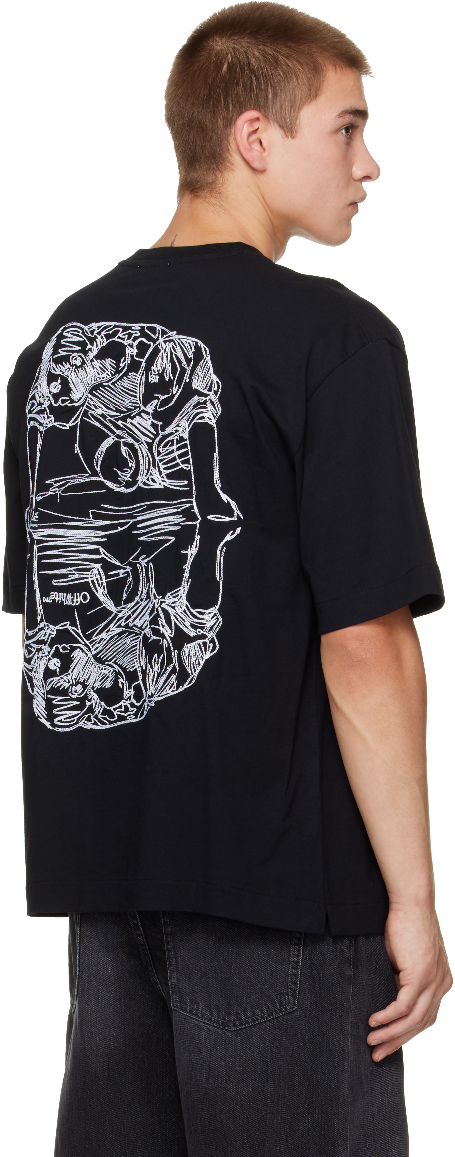 Off-White: Black Scribble Narciso Skate Short Sleeve T-shirt | SSENSE