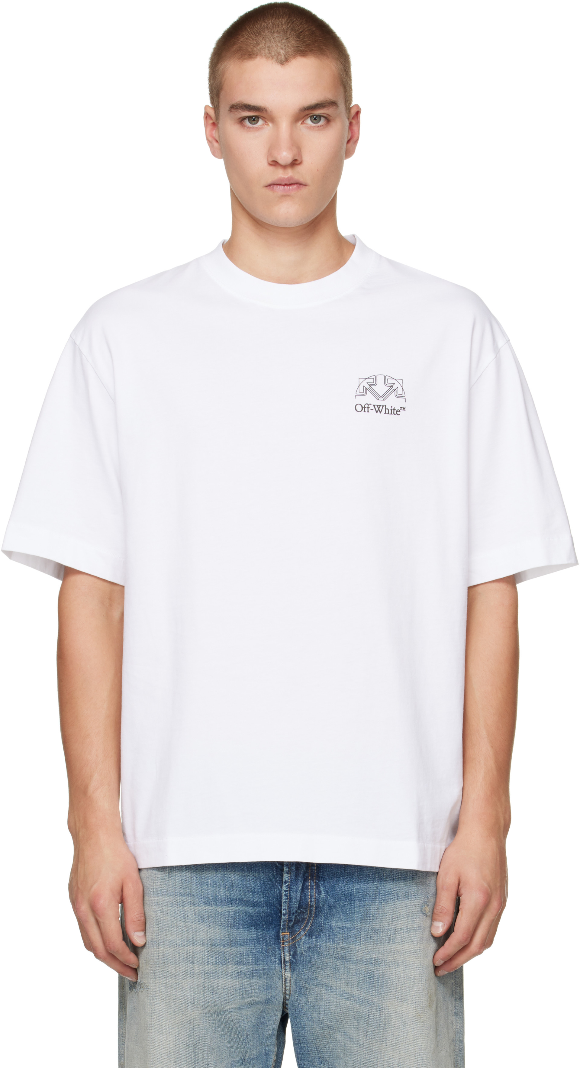 Off-White: White Offline Half Arrow Skate T-shirt | SSENSE