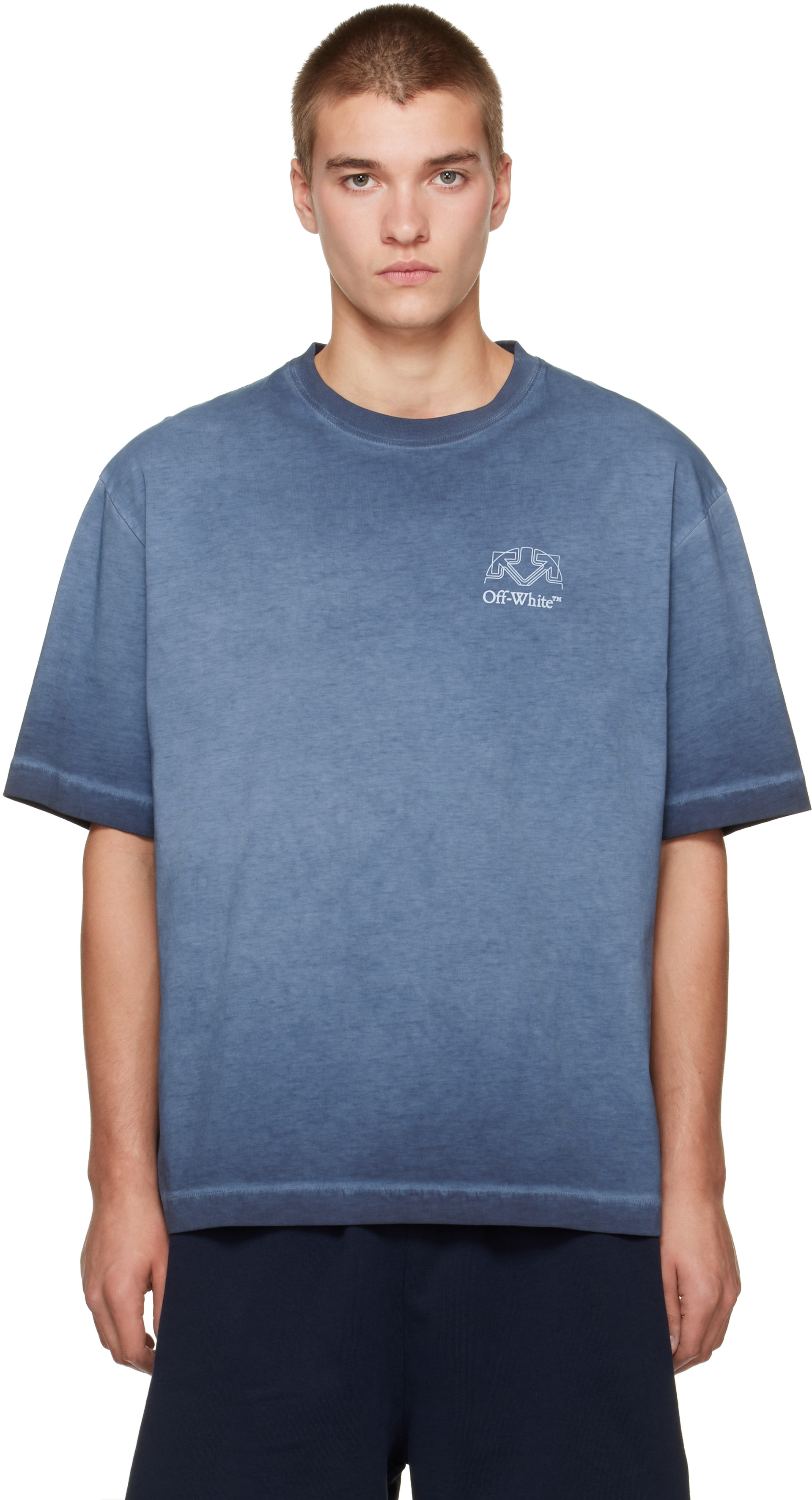 Off-White: ブルー Offline Half Arrow Skate 半袖Tシャツ | SSENSE 日本