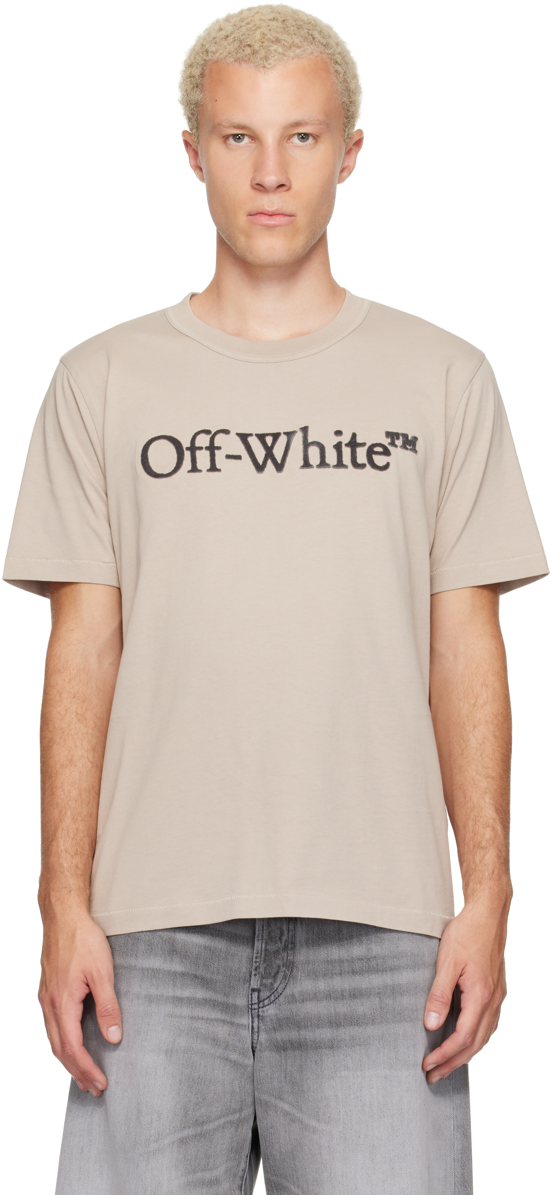 Off-White - Beige Big Bookish Regular T-shirt