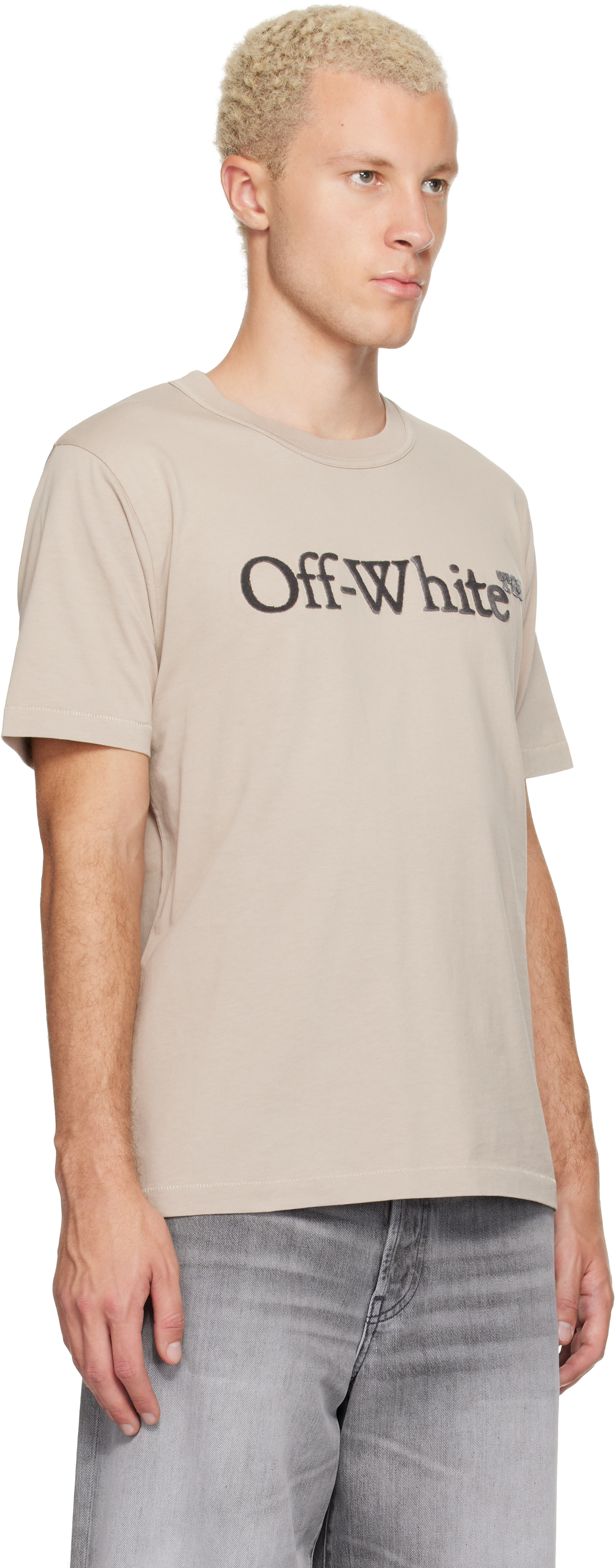Off-White - Beige Big Bookish Regular T-shirt
