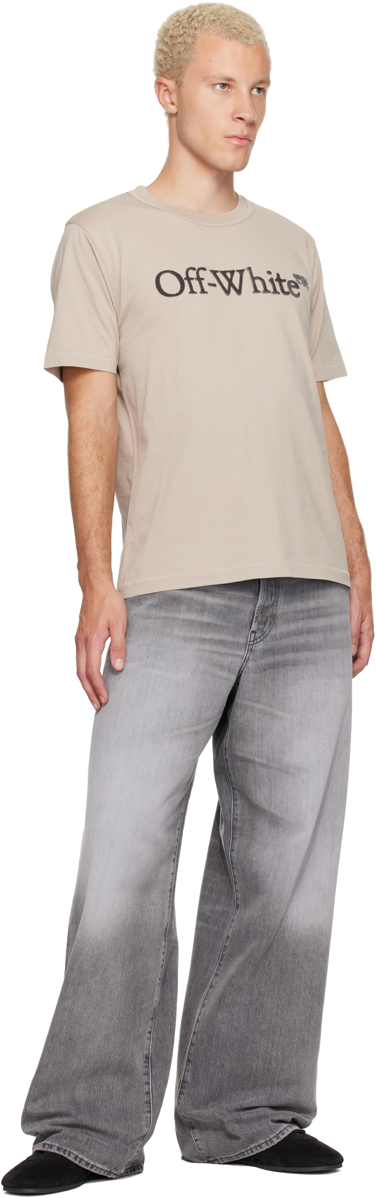 Off-White - Beige Big Bookish Regular T-shirt