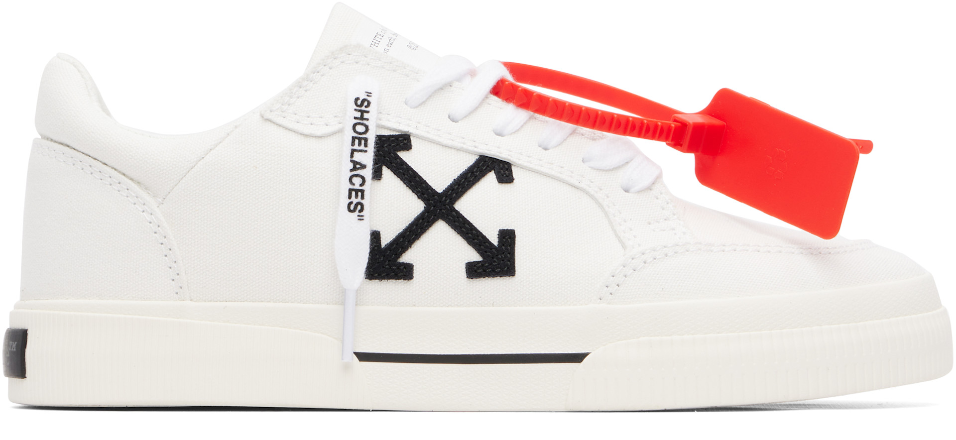 Off-White - Baskets basses vulcanisées blanches en canevas
