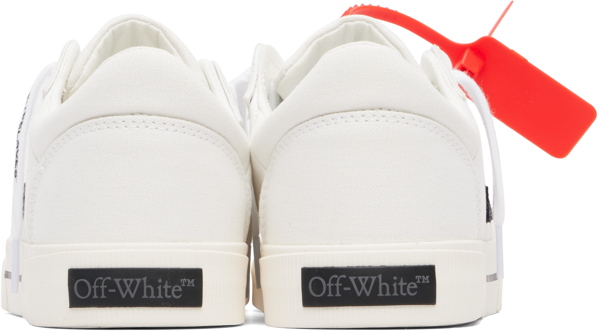 Off-White - Baskets basses vulcanisées blanches en canevas