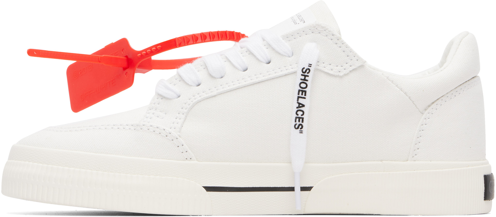 Off-White - Baskets basses vulcanisées blanches en canevas