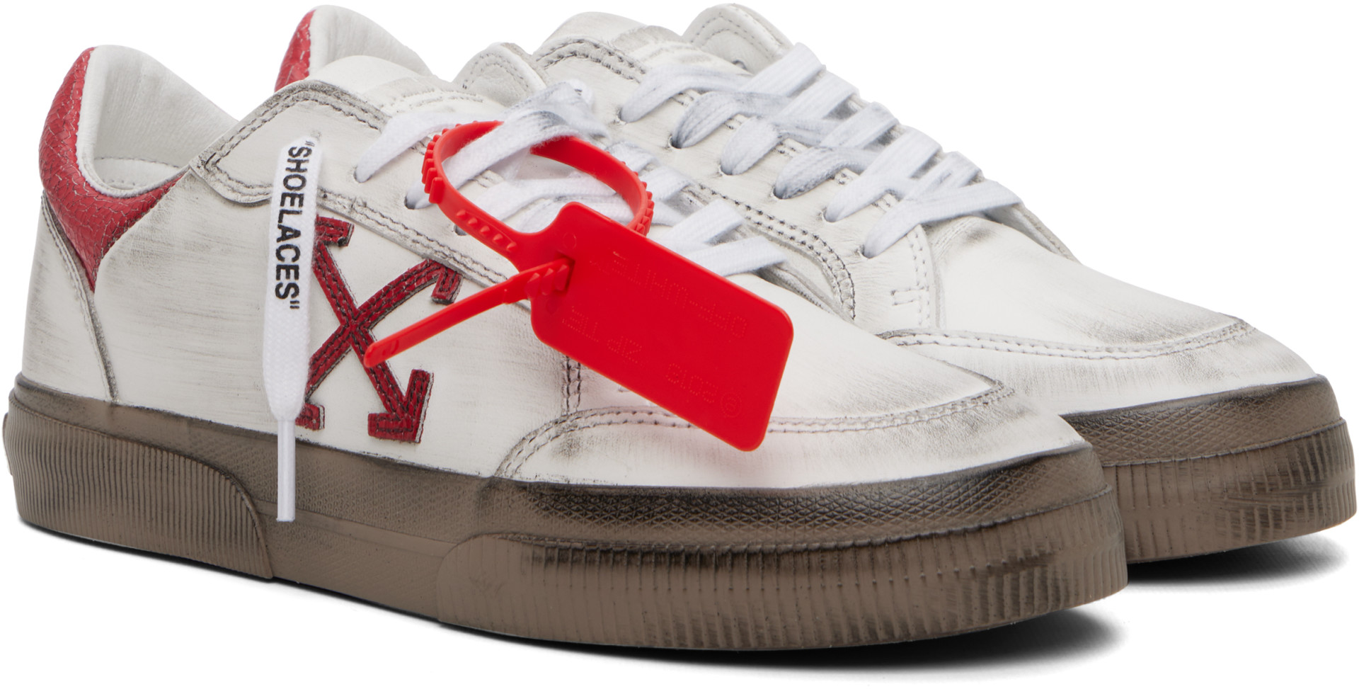 Off-White - Baskets basses rétro blanches à semelle vulcanisée