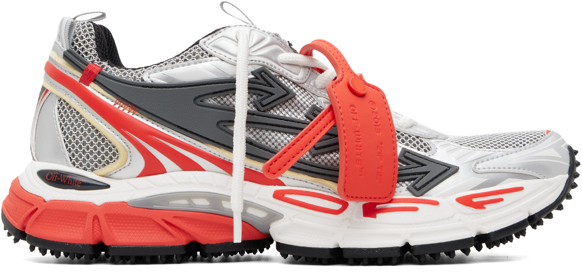 Off-White - Silver & Red 'Be Right Back' Sneakers