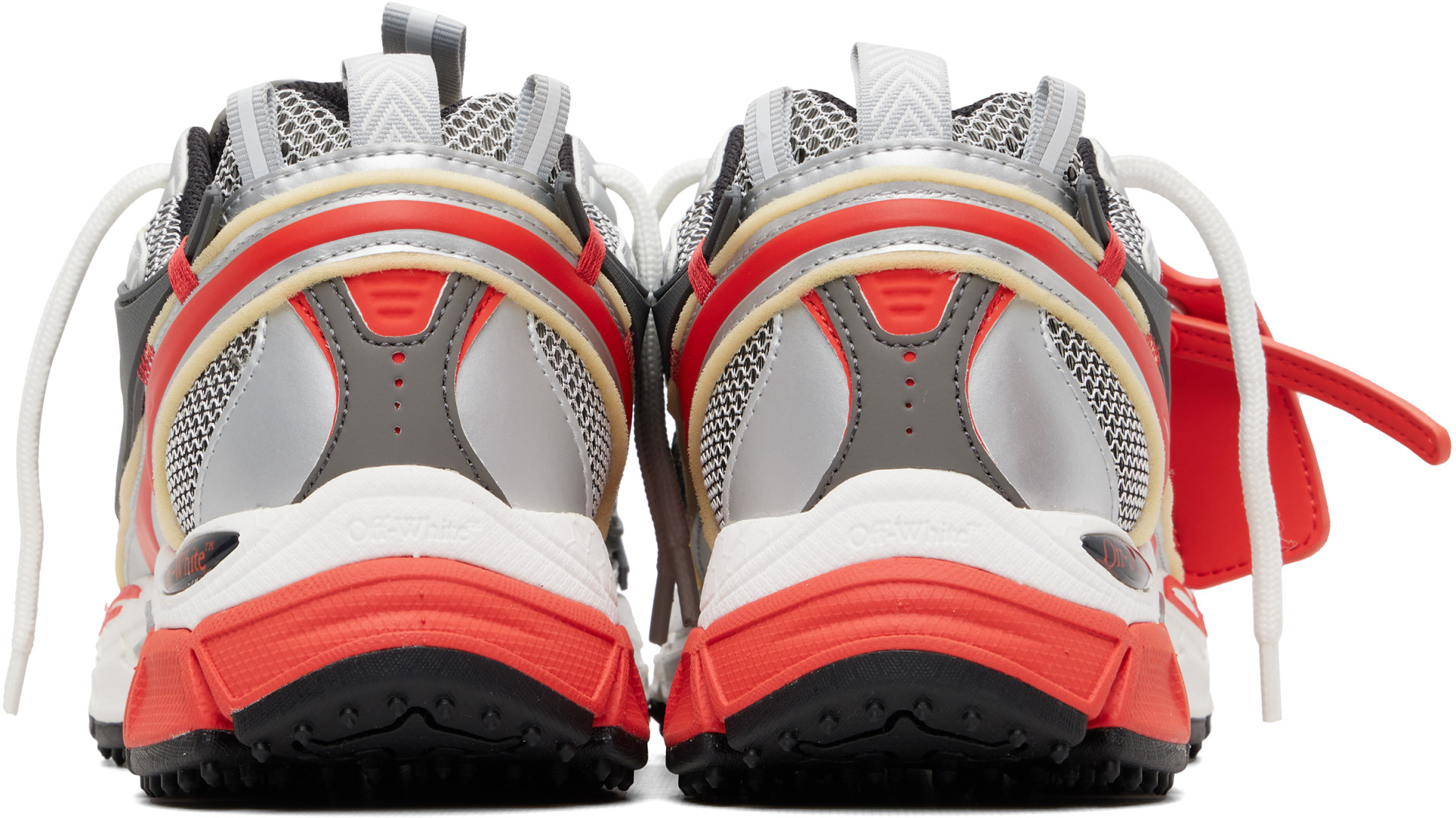 Off-White - Silver & Red 'Be Right Back' Sneakers