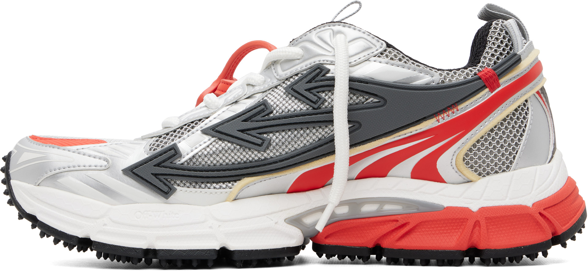 Off-White - Silver & Red 'Be Right Back' Sneakers