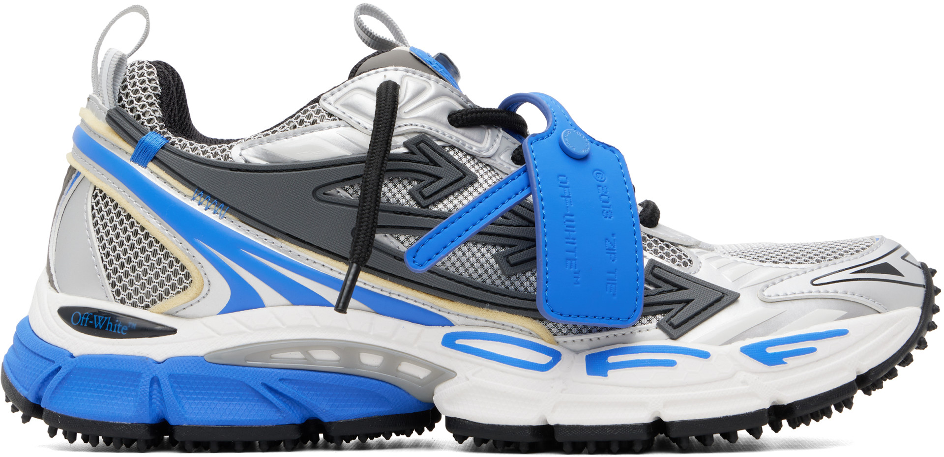 Off-White - Silver & Blue OW 'Be Right Back' Sneakers