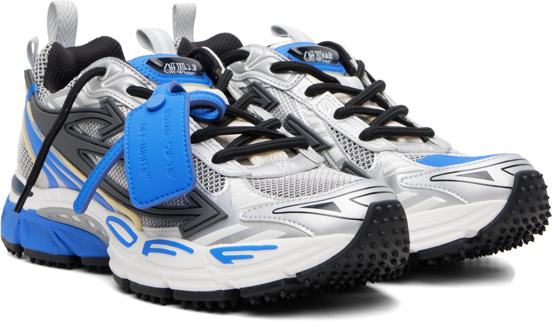 Off-White - Silver & Blue OW 'Be Right Back' Sneakers